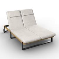 Gartenliege Elenyi creme/grau Metall/Outdoorstoff/Holz - Greige, MODERN, Holz/Textil (130/95/200cm) - Bessagi Garden