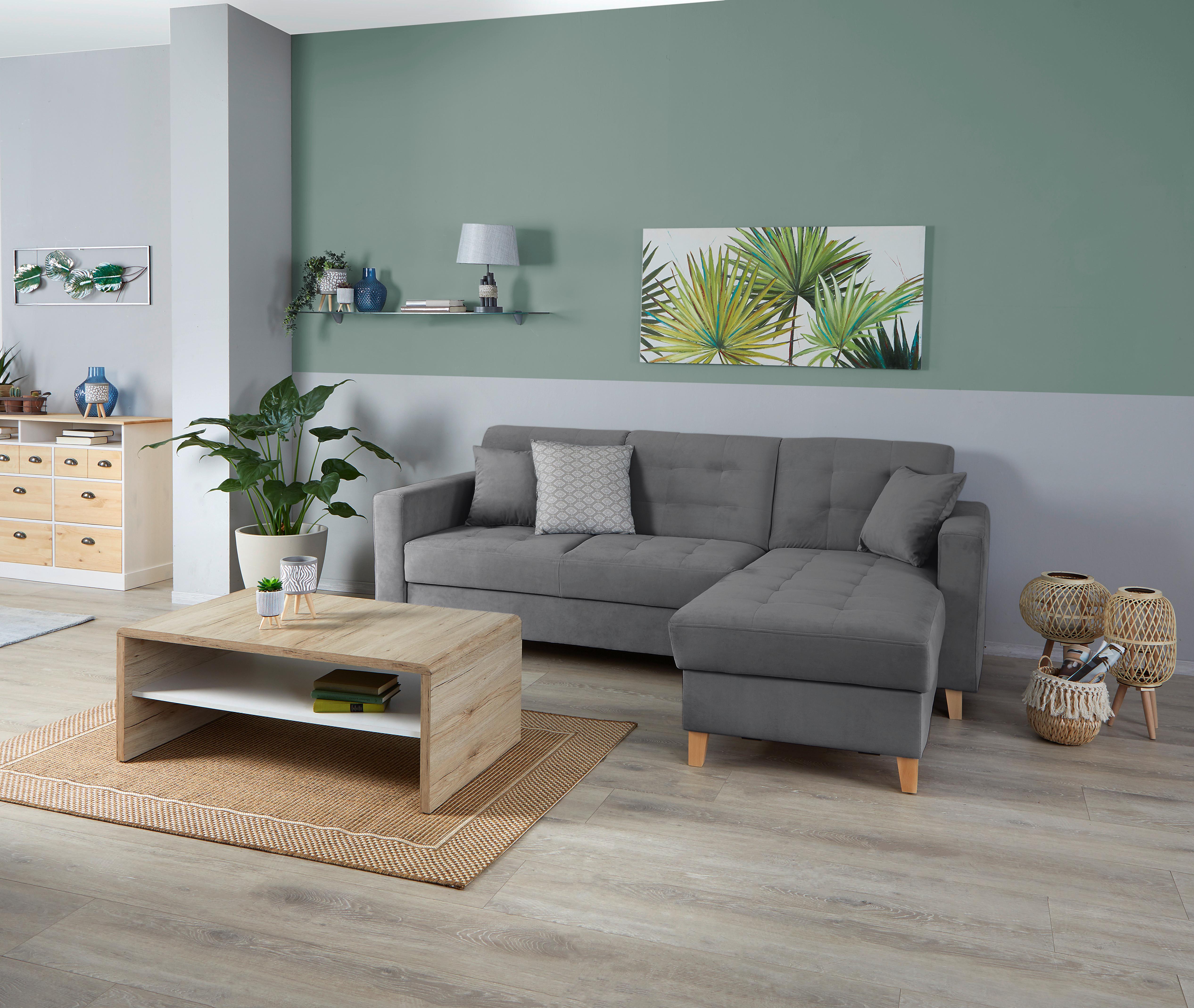 Kutna Garnitura Bergen - tamno siva/prirodne boje, Design, tekstil/drvo (231/160cm) - Modern Living