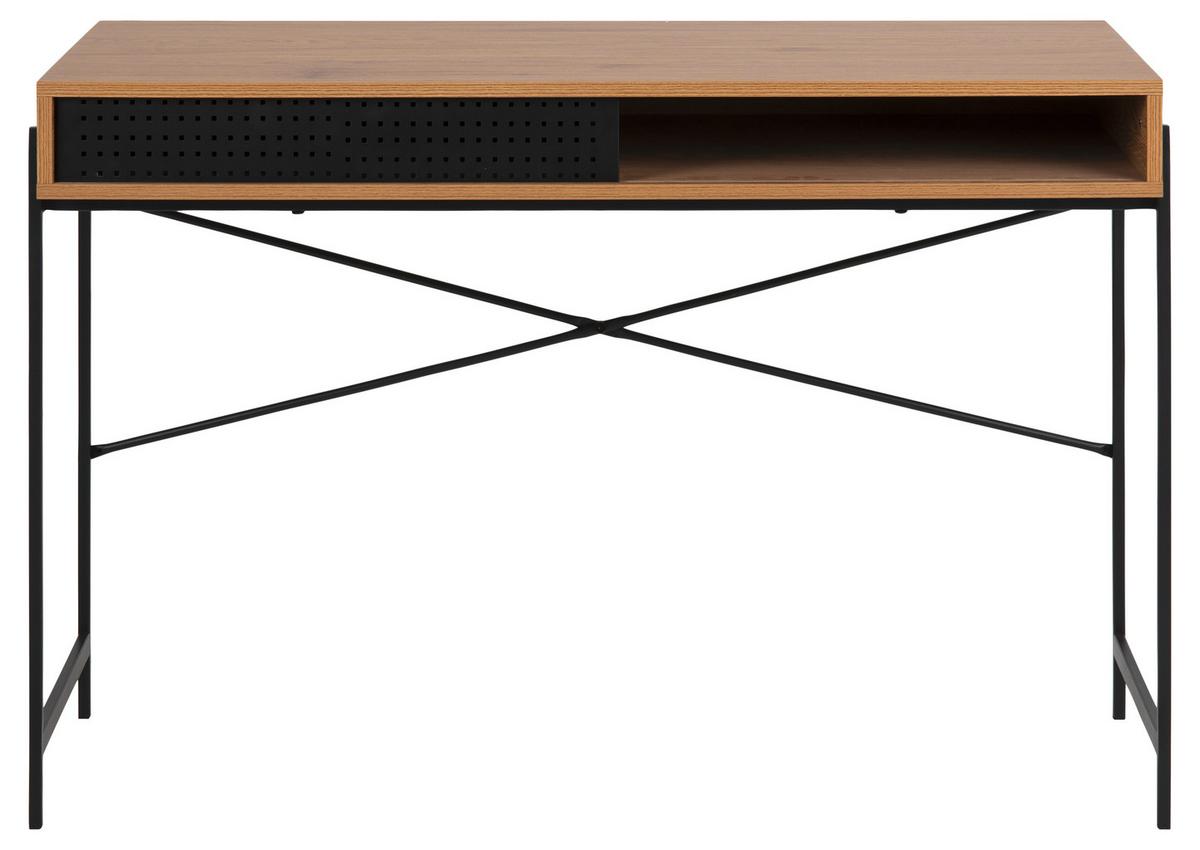 Íróasztal Angus - natúr színű/tölgyfa színű, faalapú anyag/fém (110/75/50cm)