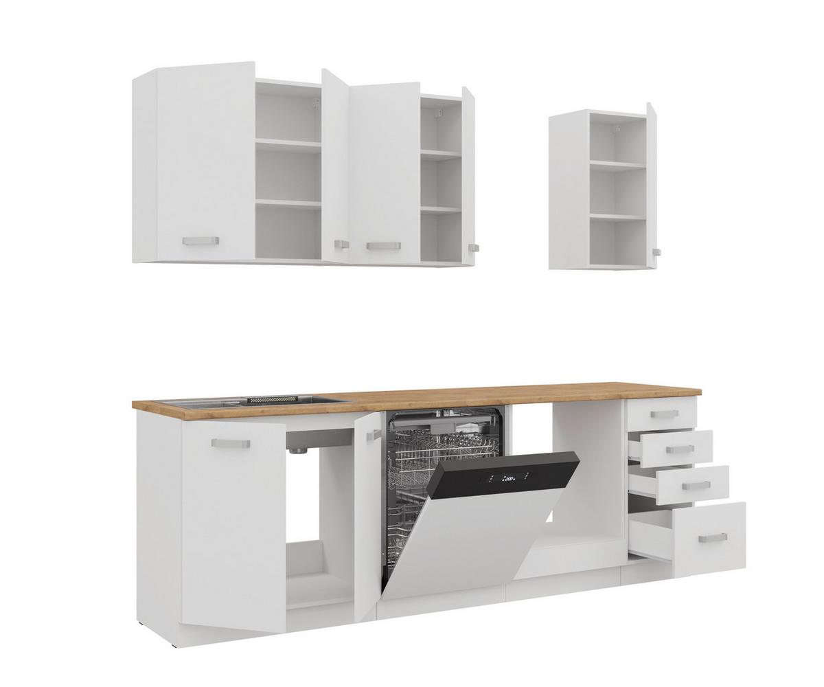 Blok Kuhinja Eko - boja hroma/boja hrasta, Moderno, pločasti materijal/plastika (240/218/60cm) - Modern Living