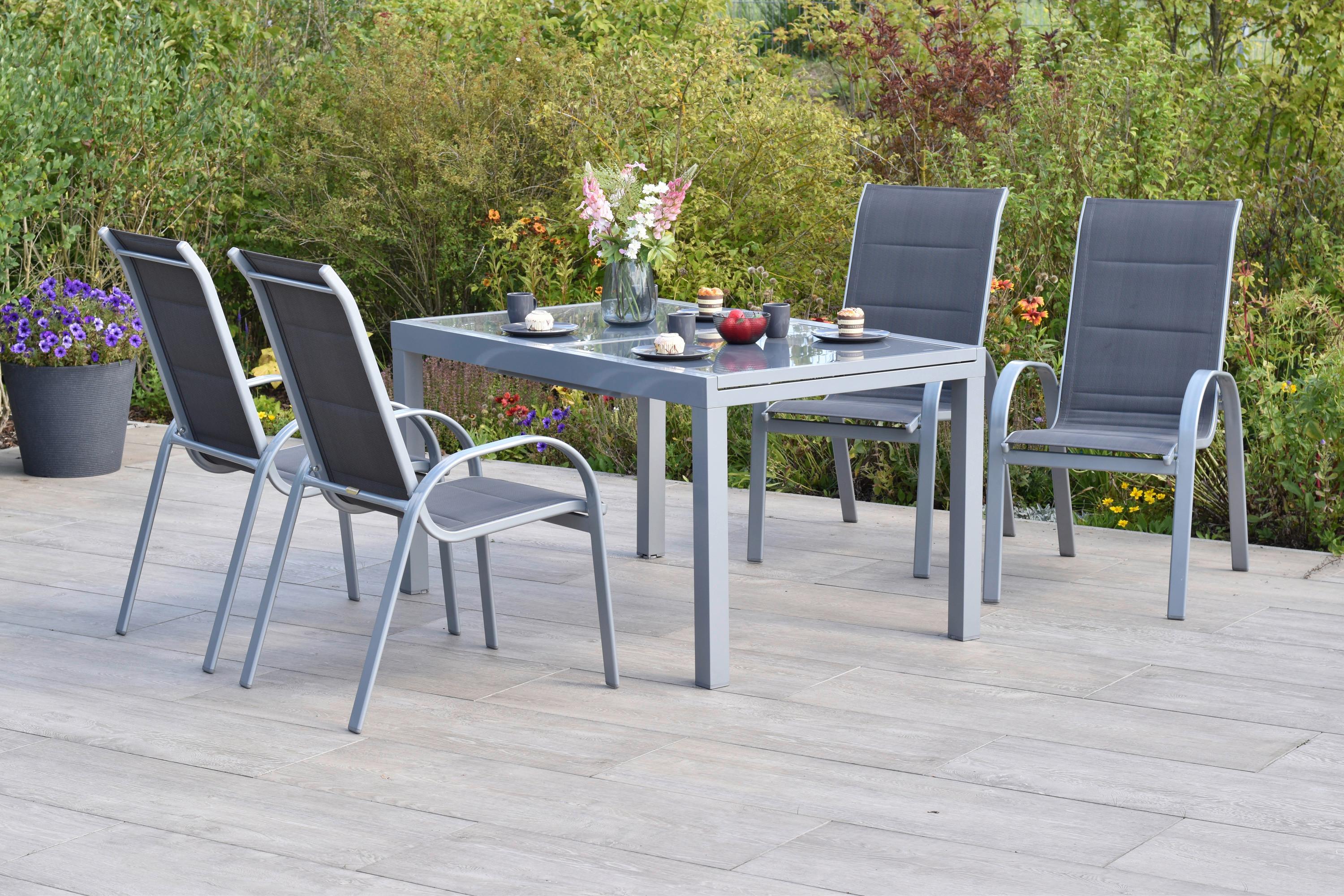 Vrtni Set Amalfi, 5-Delni, Aluminij - srebrne barve/antracit, Moderno, kovina/tekstil - Gardenson