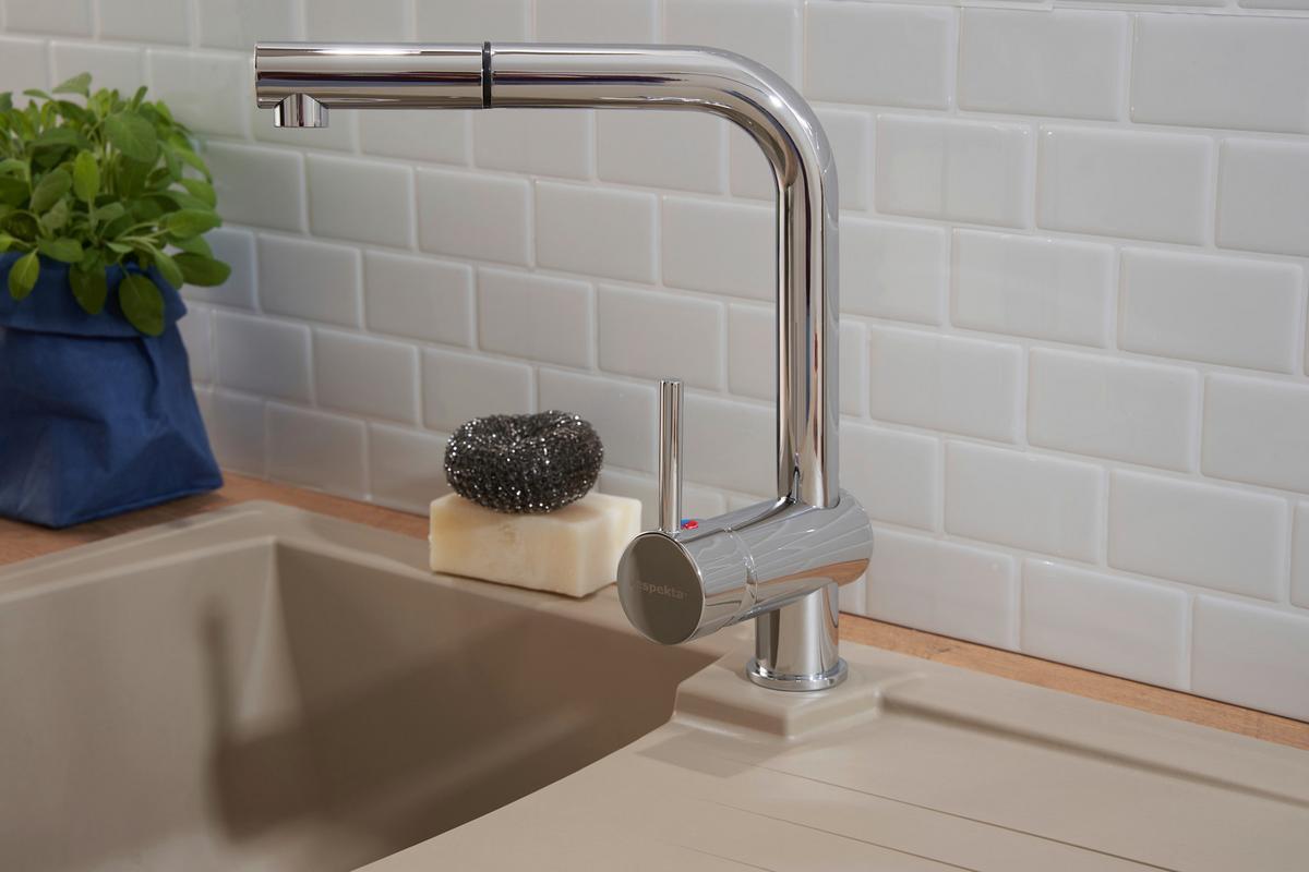 Spüle Boston beige Kunststein B: ca. 86 cm - Beige, Trend, Glas/Kunststoff (86/20/50cm) - Respekta