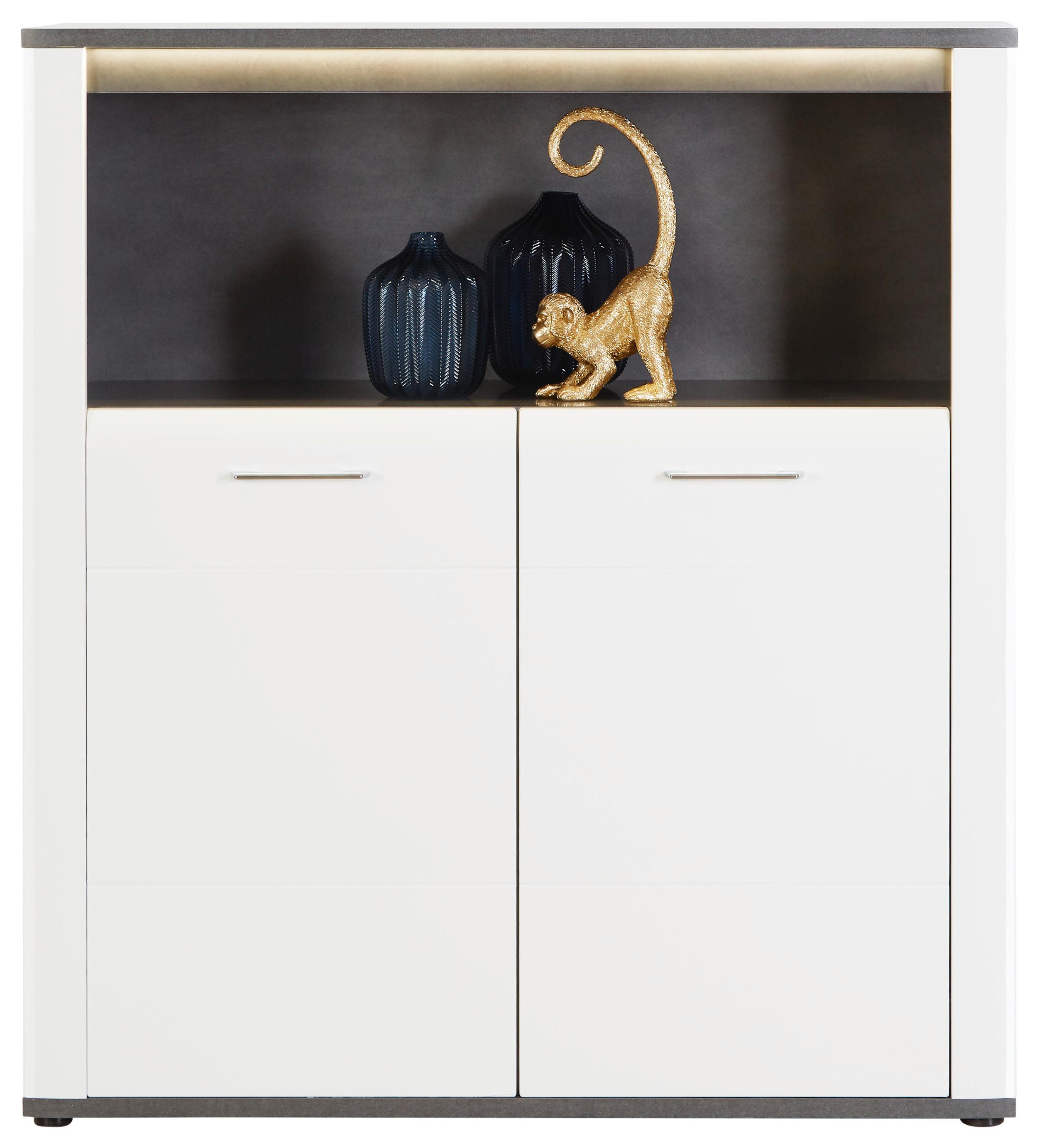 Visoka Komoda Alassio - barve kroma/bela, Moderno, kovina/umetna masa (109/122/37,5cm) - Premium Living