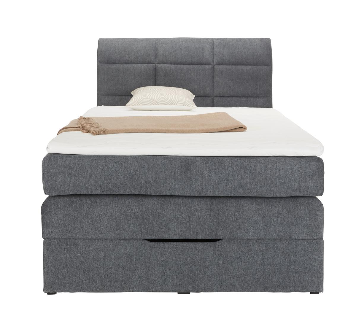 Boxspringbett Runner in Grau ca. 90x200cm - Edelstahlfarben/Schwarz, Holz/Kunststoff (90/200cm) - Mömax