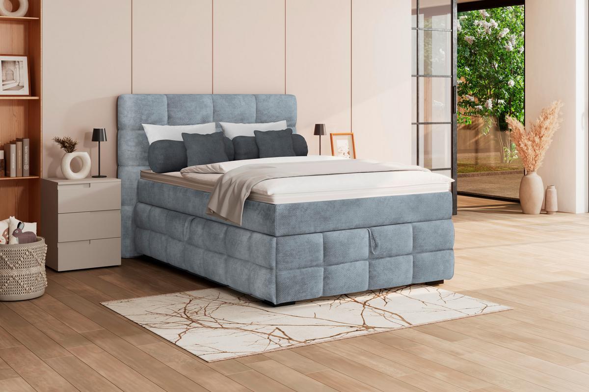 PAT BOX VEGA - albastru deschis/verde, Trend, lemn/textil (140/200cm) - Modern Living