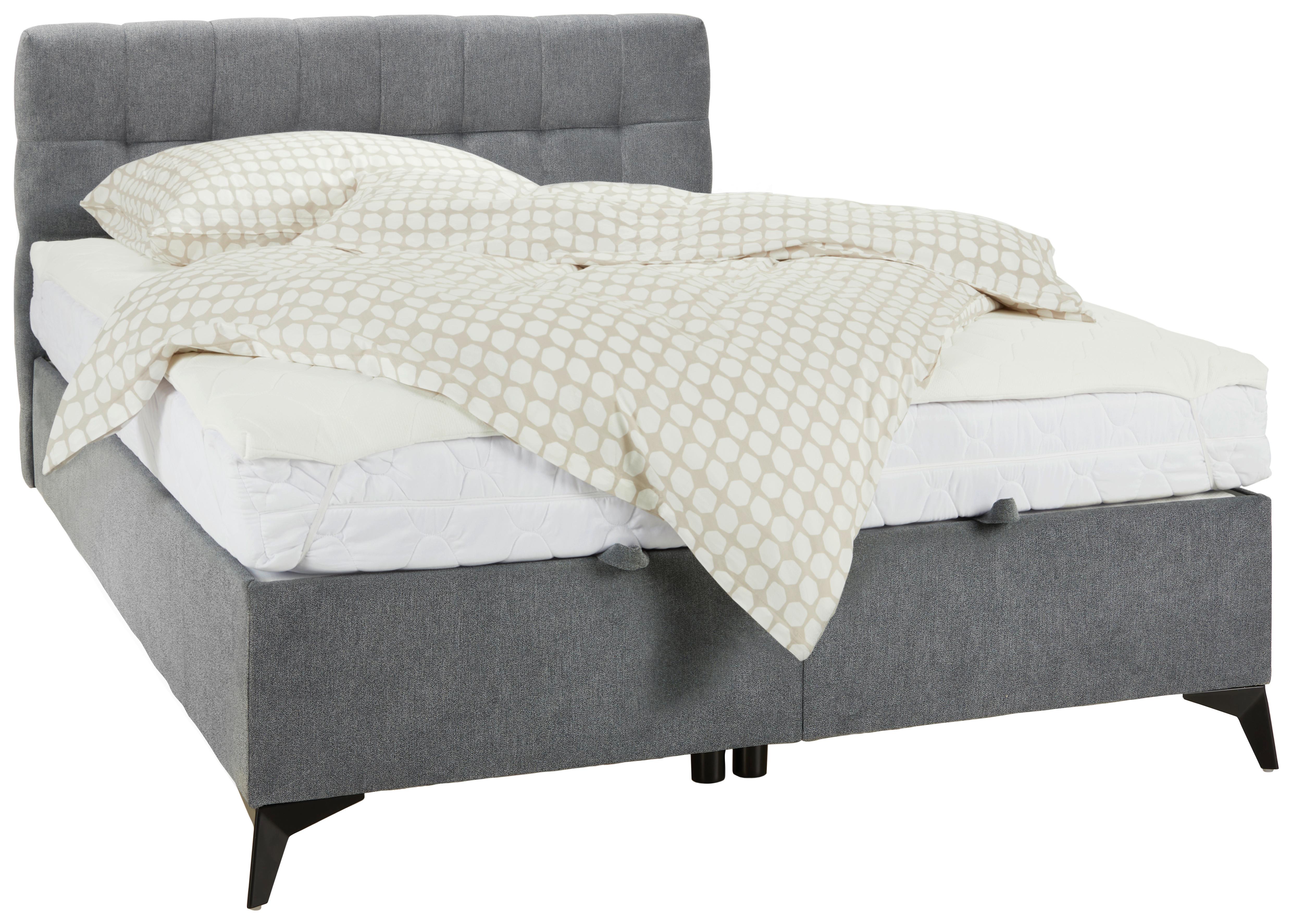 Boxbett in Grau ca. 140x200cm - Schwarz/Grau, KONVENTIONELL, Holzwerkstoff/Kunststoff (140/200cm) - Mömax