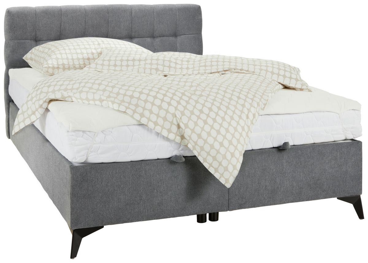 Boxbett in Grau ca. 140x200cm - Schwarz/Grau, KONVENTIONELL, Holzwerkstoff/Kunststoff (140/200cm) - Mömax