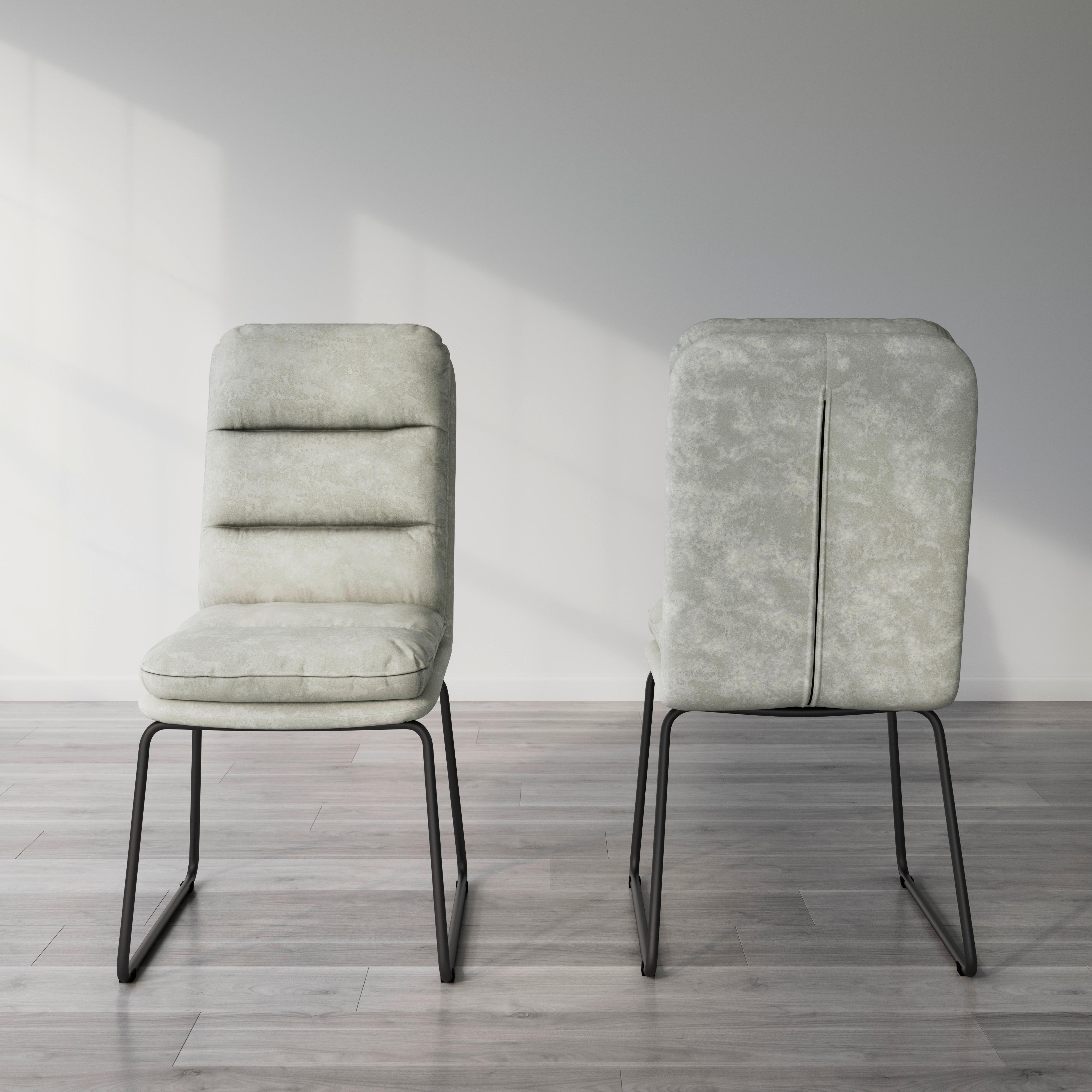 Stuhl Kona Hellgrau Webstoff Gepolstert - Dunkelgrau/Hellgrau, MODERN, Textil/Metall (51/90/62cm) - Bessagi Home