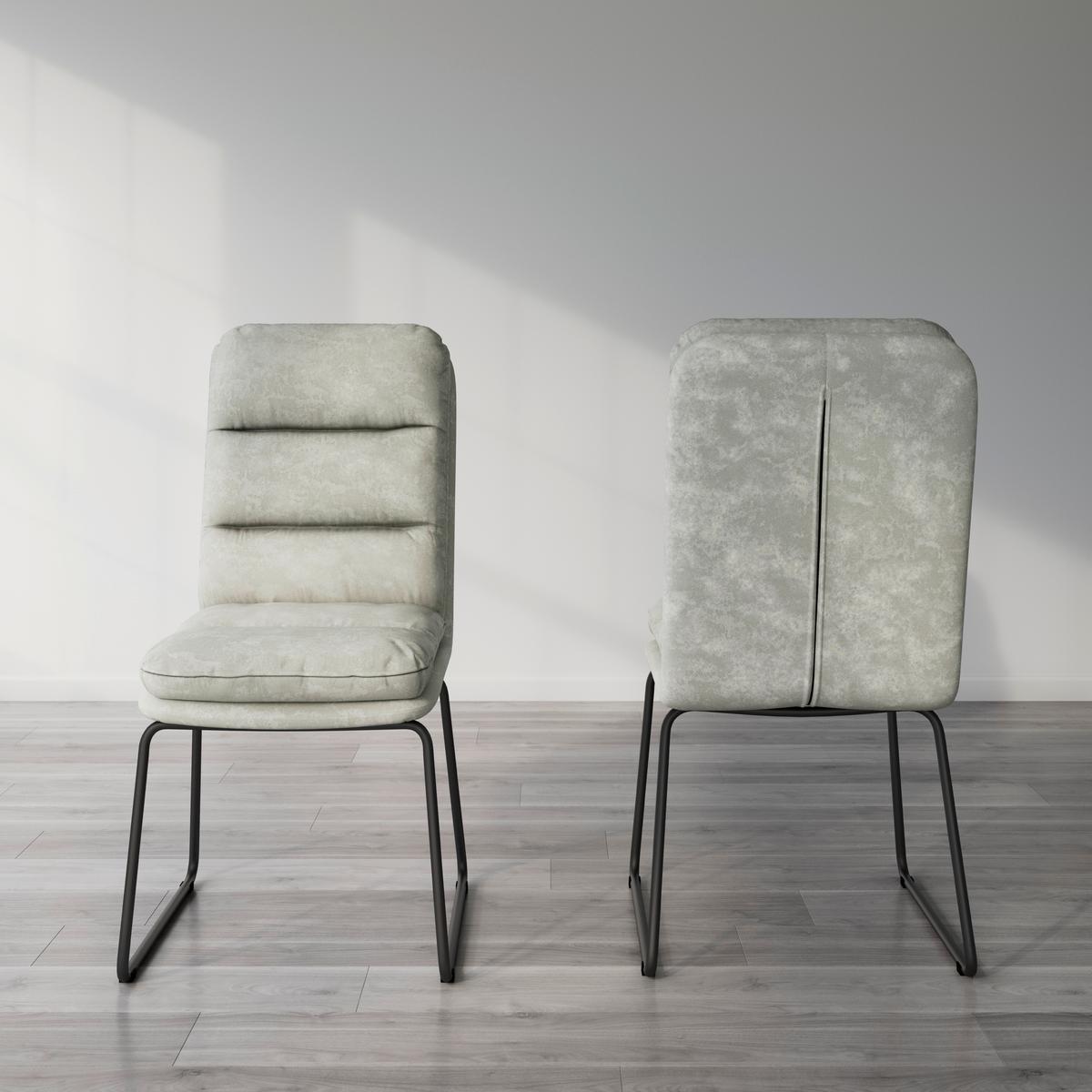 Stuhl Kona Hellgrau Webstoff Gepolstert - Dunkelgrau/Hellgrau, MODERN, Holz/Textil (51/90/62cm) - Bessagi Home