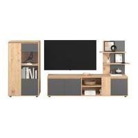 Regal Za Dnevni Boravak Caneva - hrast Artisan/crna, Moderno, staklo/drvni materijal (268/134/40,3cm) - Modern Living