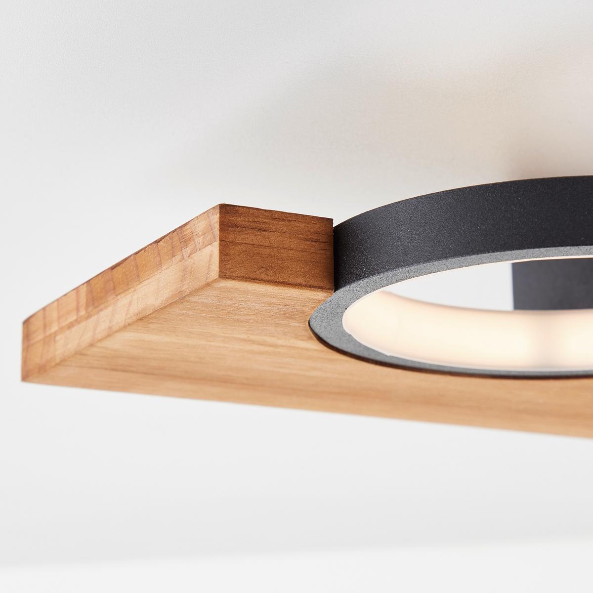 LED-Deckenleuchte Cheesy Schwarz/Hellbraun max. 14 Watt - Hellbraun/Schwarz, Natur, Holz/Metall (5,2/40/25cm) - Brilliant