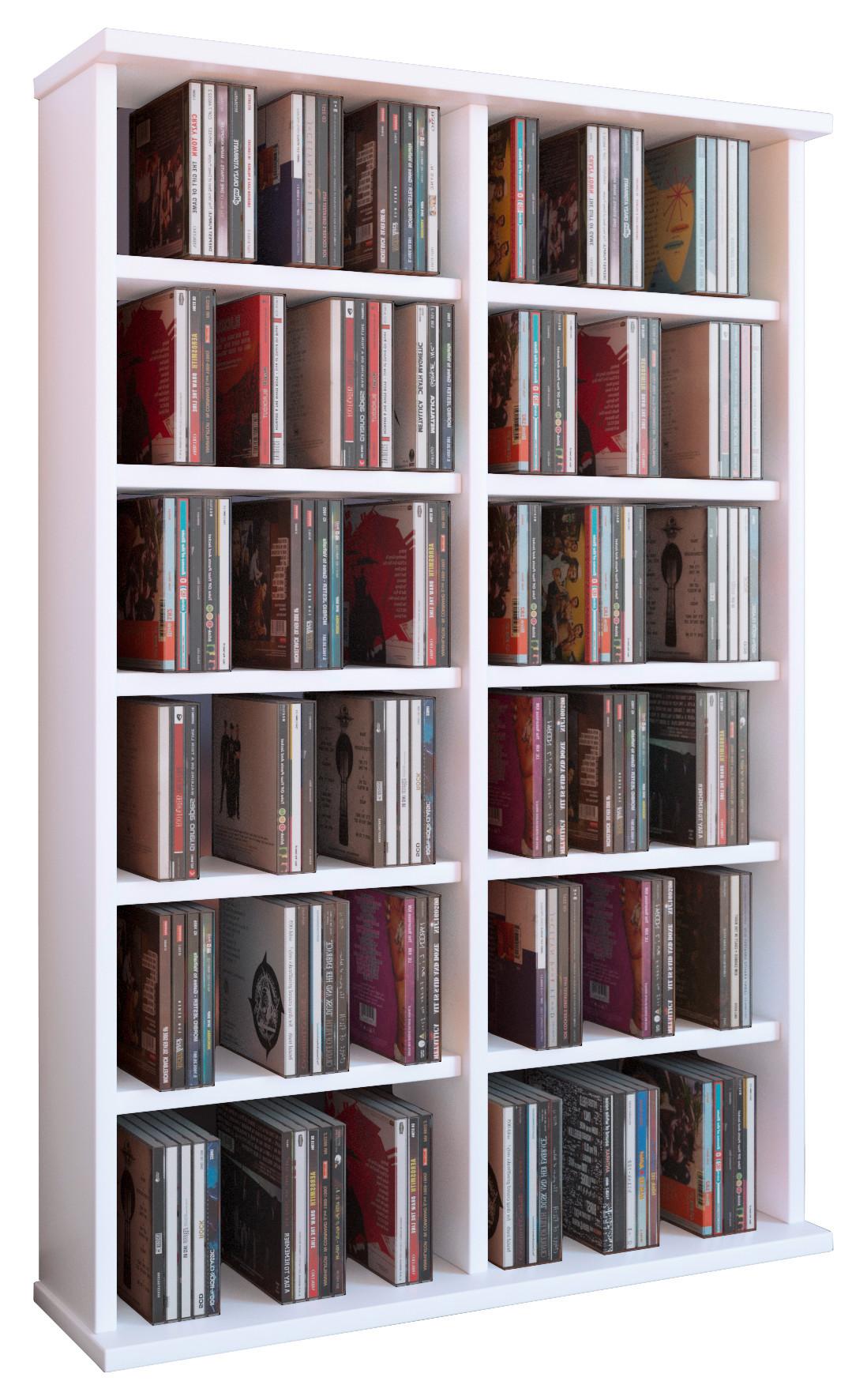 CD-Regal Ronul in Weiß, B: 60 cm - Weiß, KONVENTIONELL, Holzwerkstoff (60/92/18cm)