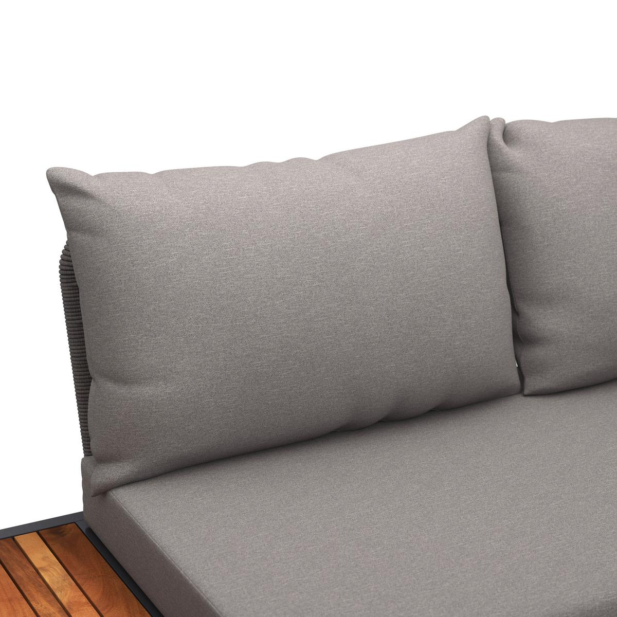 Lounge Garnitura Basel, Siva, Akacija, 3-Delno - siva/naravne barve, Moderno, kovina/steklo (186/150cm) - Beldano