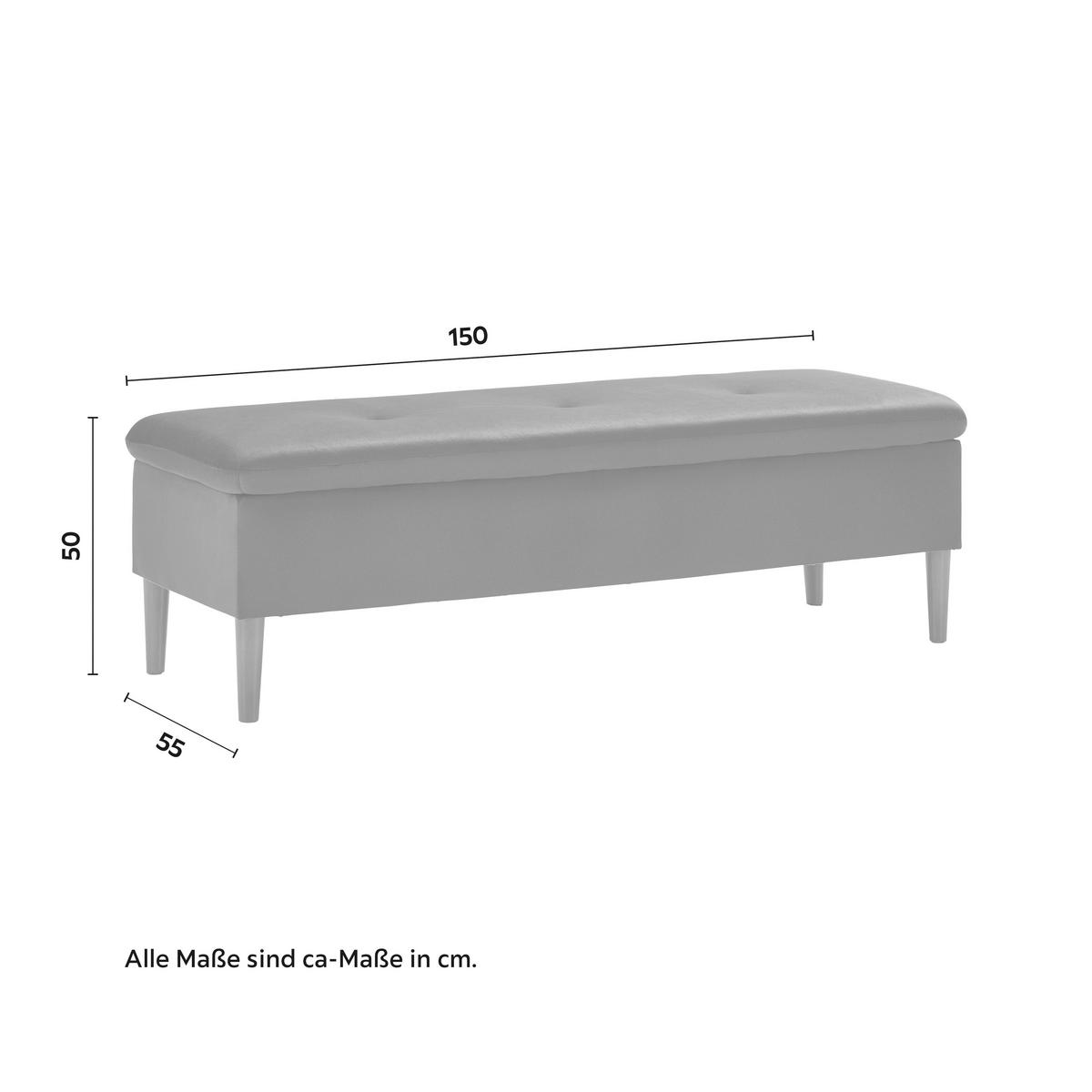 Hockerbank Jessy Schwarz Samt Gepolstert mit Stauraum - Buchefarben/Schwarz, MODERN, Holz/Textil (150/50/55cm) - Bessagi Home