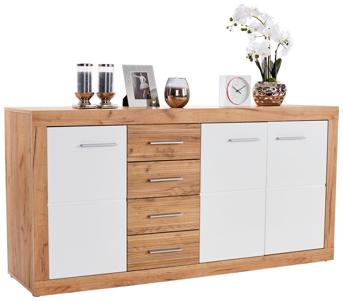 Komoda Malta - barve kroma/barve hrasta, Moderno, umetna masa/leseni material (178,6/86/39,9cm) - Mömax