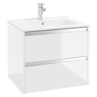 SZAFKA Z UMYWALKĄ NENA BIAŁY 60 CM - biały/kolor aluminiowy, Basics, materiał drewnopochodny/metal (60cm) - MID.YOU