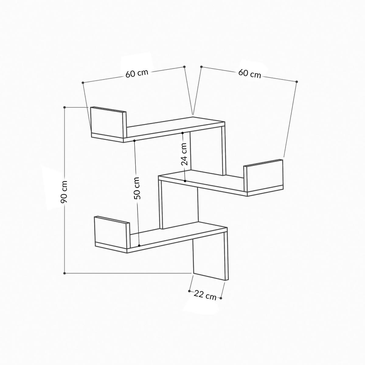 Eckregal LUKSA Anthrazit ca. 60x90x22 cm - Anthrazit, Design, Holzwerkstoff (60/90/22cm) - Livetastic