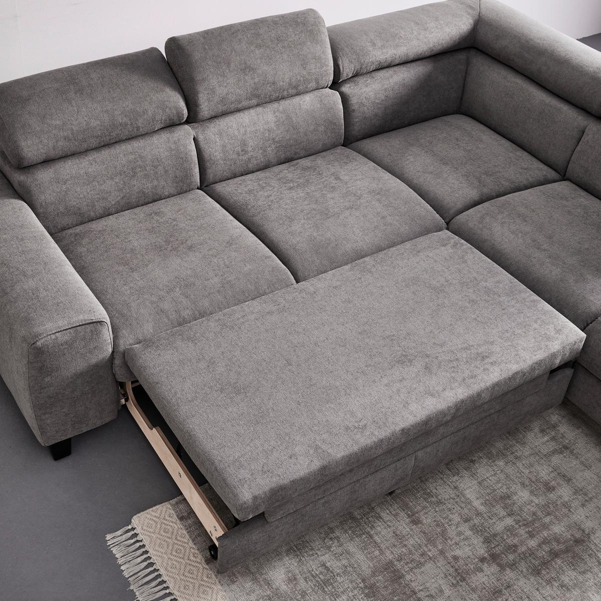Sedežna Garnitura Malibu, Z Ležiščem - temno siva, Moderno, tekstil/les (249/72/207cm) - Bessagi Home