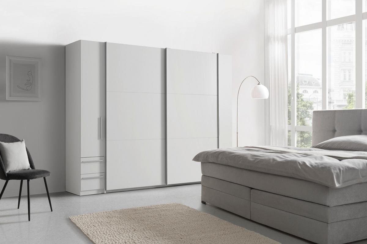 Schwebetürenschrank Bordo in Weiss - Weiss/Silberfarben, Konventionell, Holzwerkstoff/Kunststoff (270/210/58cm) - Mömax