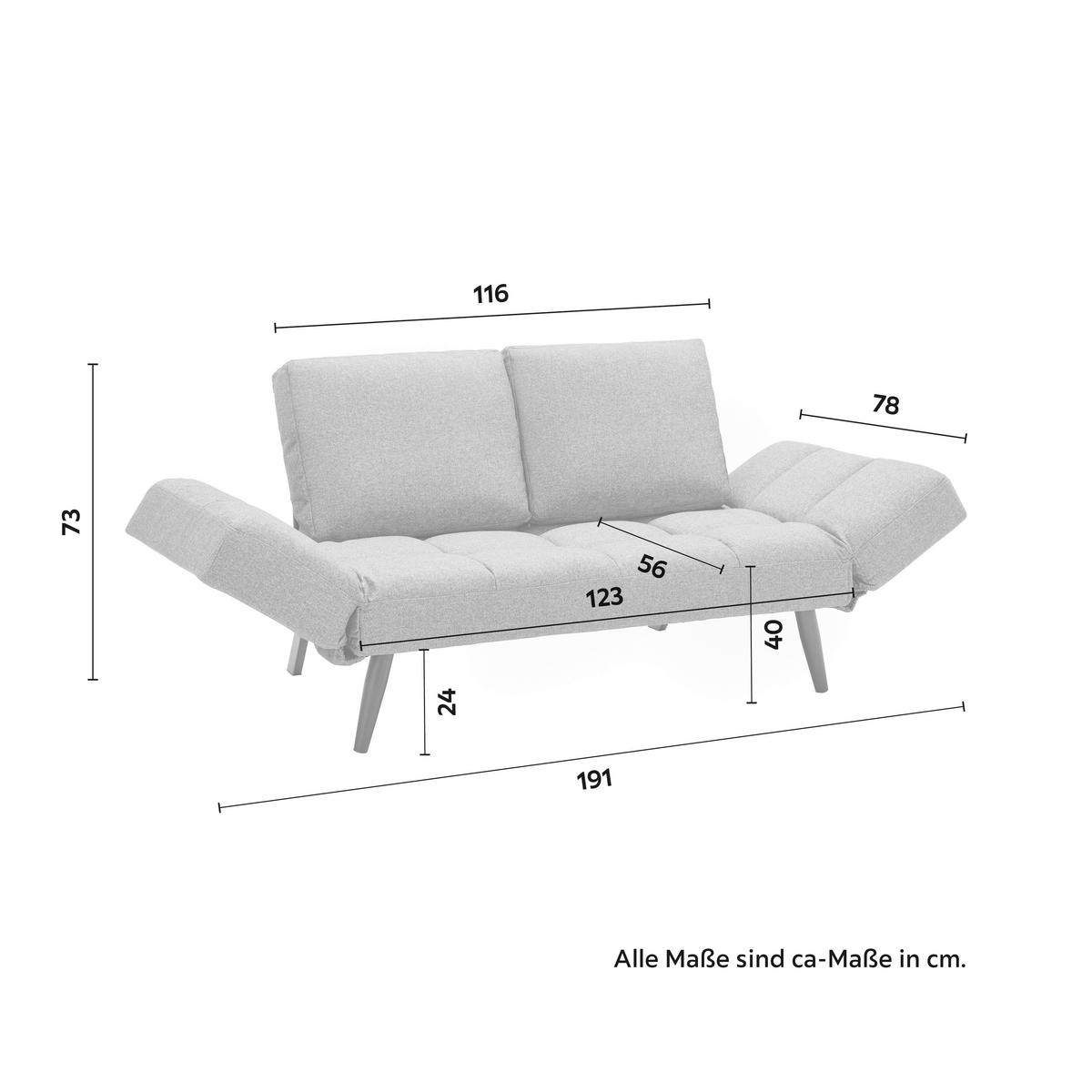 Schlafsofa Aurelia Dunkelgrau Webstoff - Hellgrau/Schwarz, MODERN, Holz/Textil (191/73/78cm) - Bessagi Home