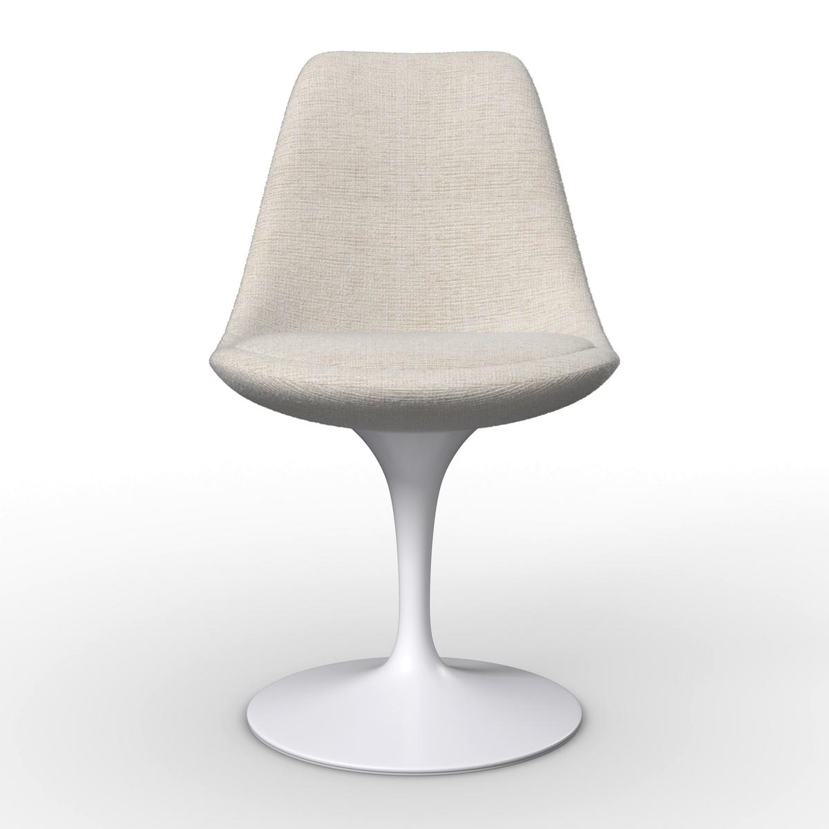 Stuhl Celia Beige/Weiß Leinenoptik Drehbar Gepolstert - Beige/Weiß, MODERN, Textil/Metall (56/49/83cm) - Bessagi Home