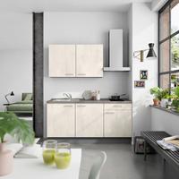 Küchenblock Riva Low m. Geräten Weiß - Schieferfarben/Edelstahlfarben, MODERN, Holzwerkstoff/Metall (180cm) - Nobilia