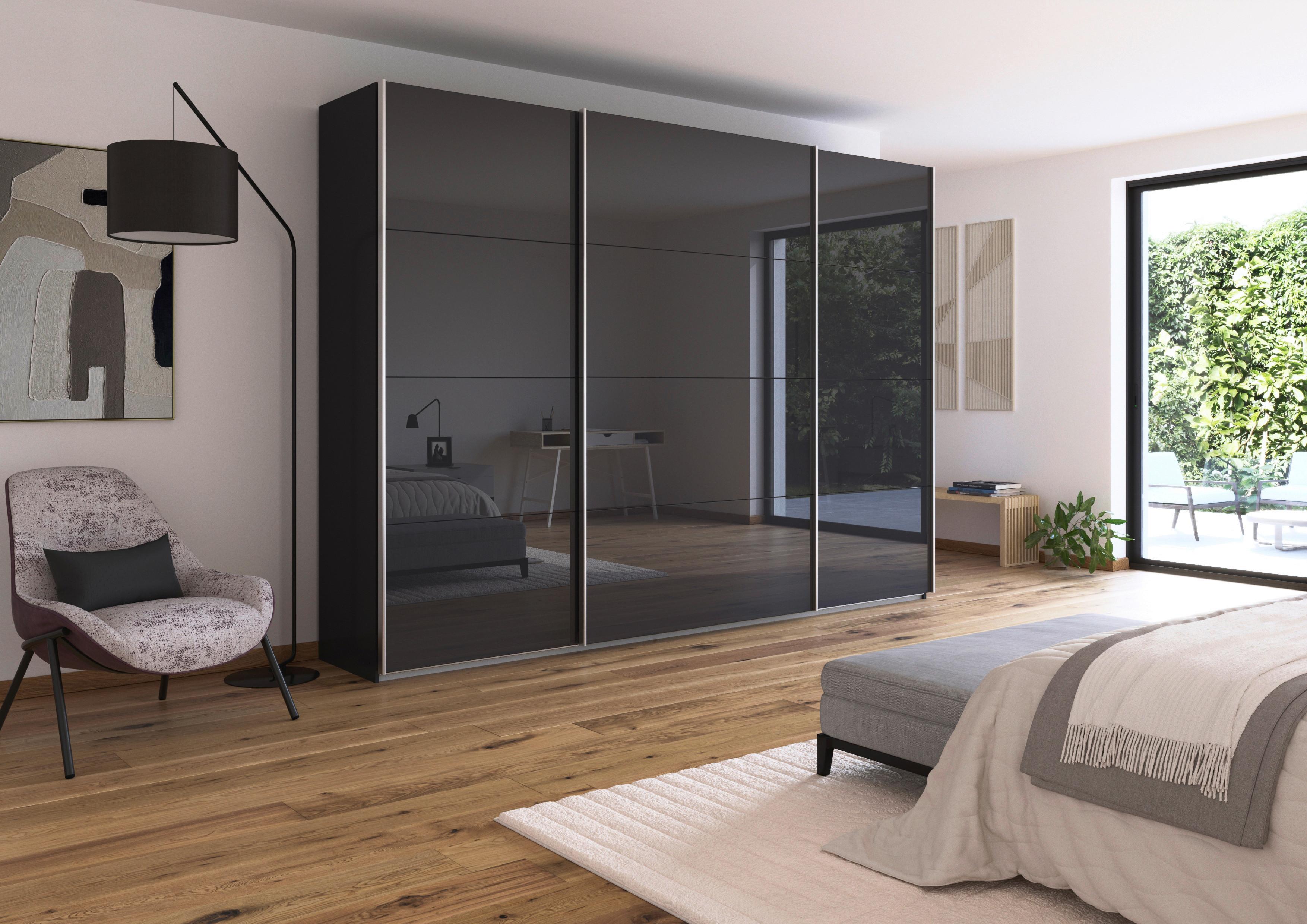DULAP USI CULISANTE FELDKIRCH - antracit/antracit lucios intens, Modern, sticlă/material pe bază de lemn (315/229/62cm)
