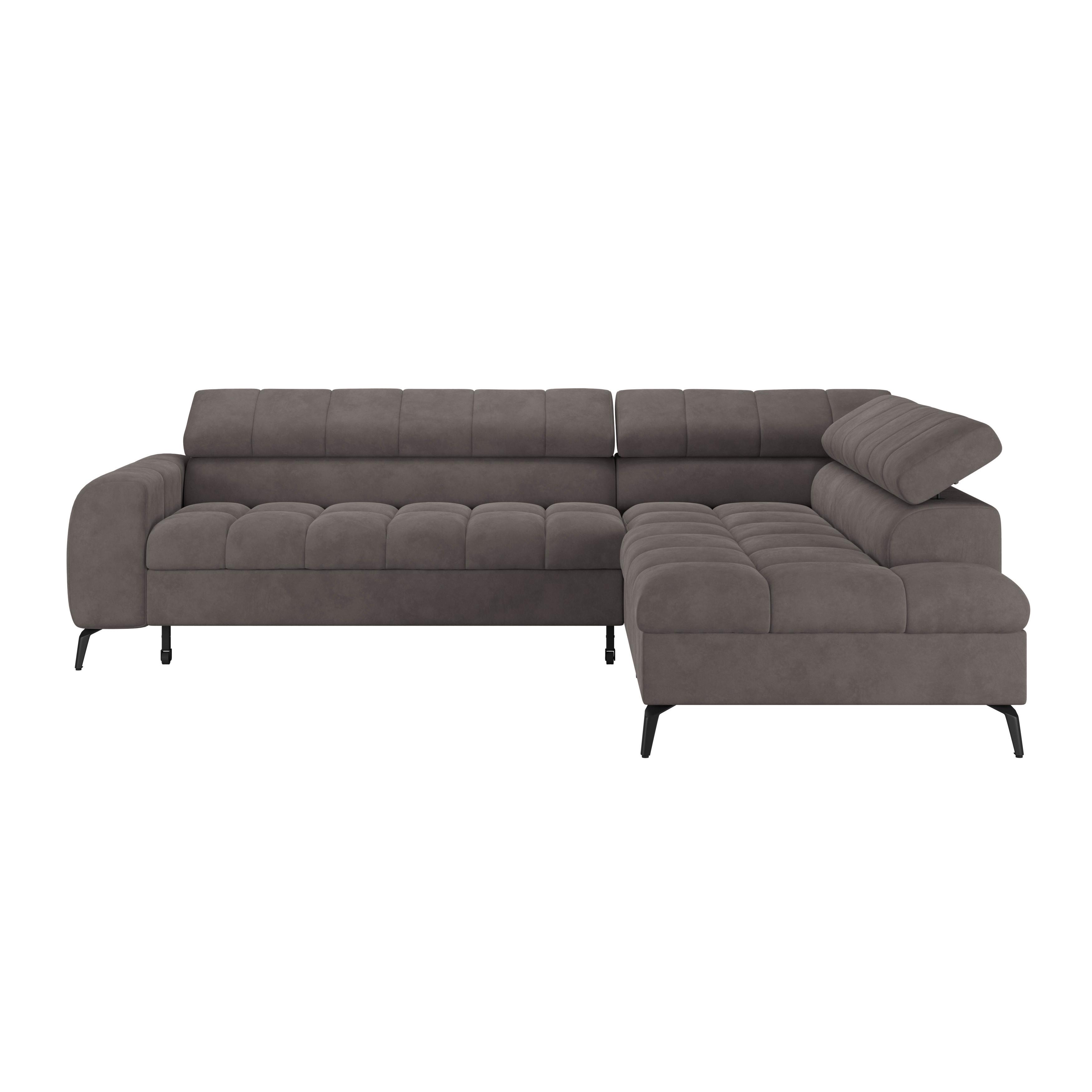 Kutna Garnitura Volf - boje grafita/tamno siva, Trend, tekstil/metal (261/203cm)
