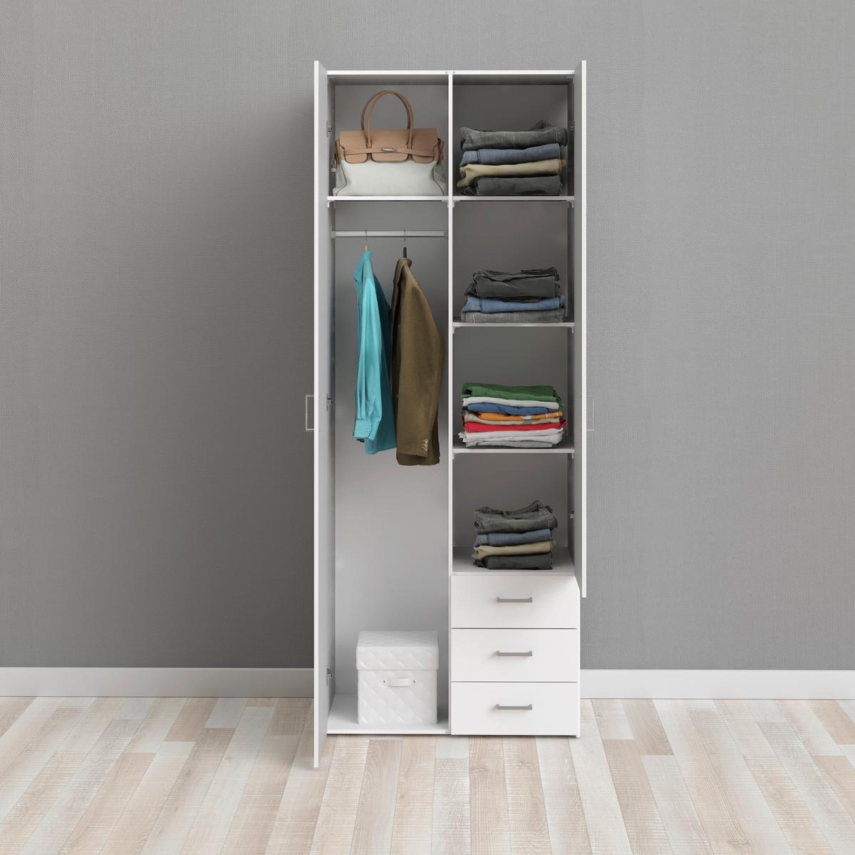 Omara Za Oblačila Space, Bela - srebrne barve/bela, Basics, kovina/leseni material (77,6/200,4/49,5cm) - P & B