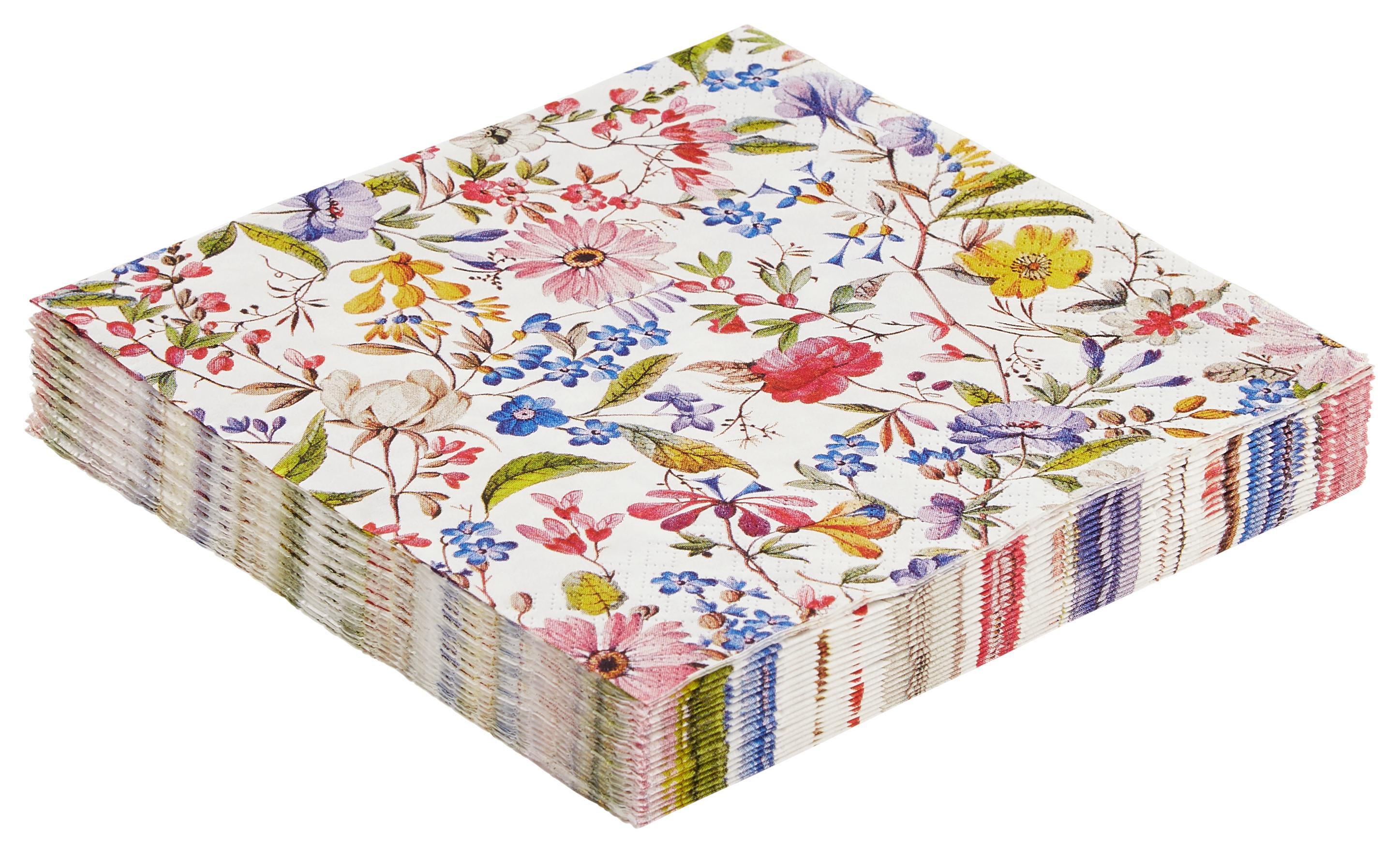 Serviette Florentina Bunt - Multicolor/Weiß, Papier (33/33cm)