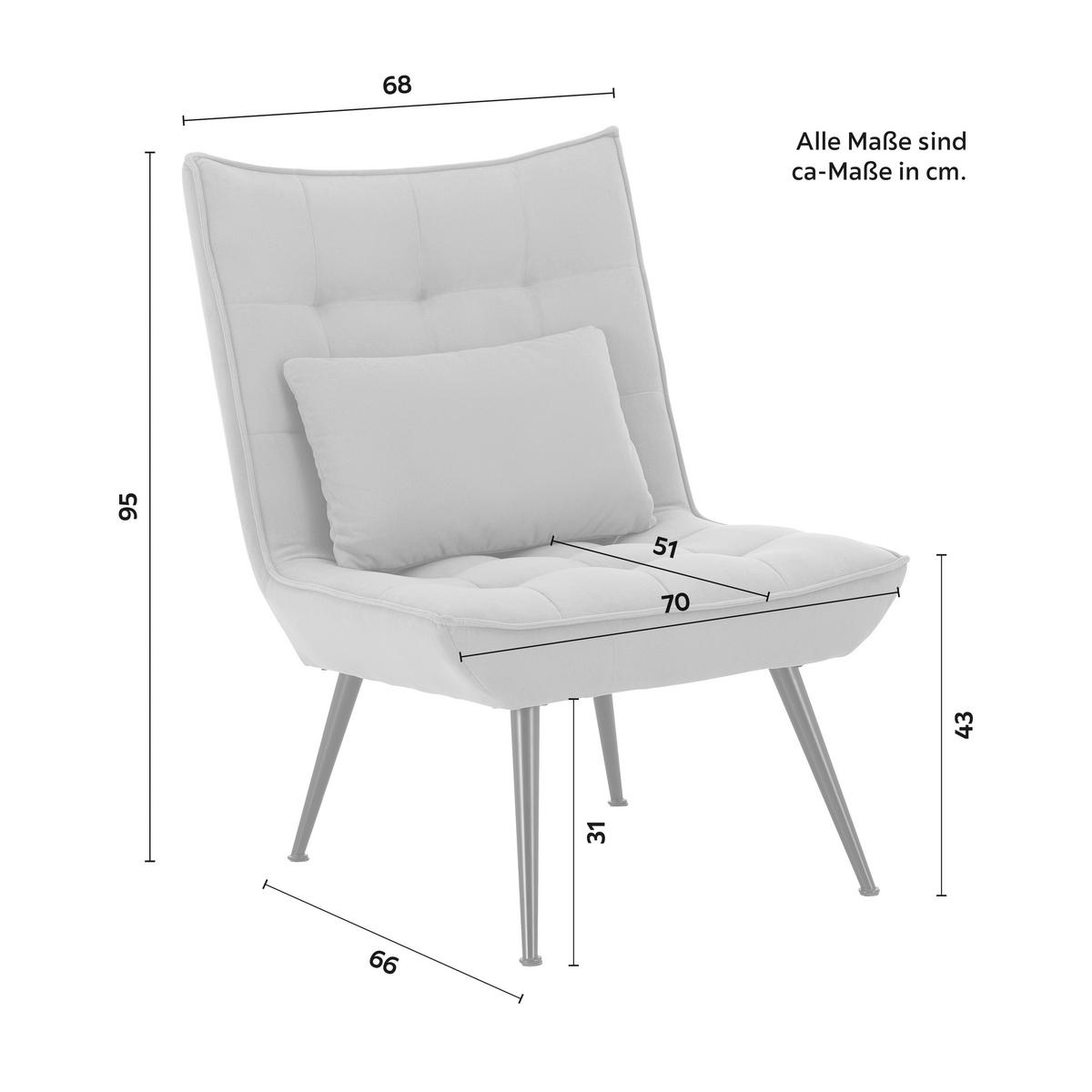 Relaks Fotelja Toma - svijetlo siva/crna, Moderno, drvo/metal (68/95/66cm) - Bessagi Home