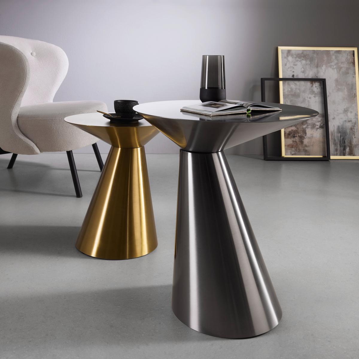Masă auxiliară KACY -TREND- - negru cromat, Romantik / Landhaus, metal (50/54.5/50cm) - Premium Living