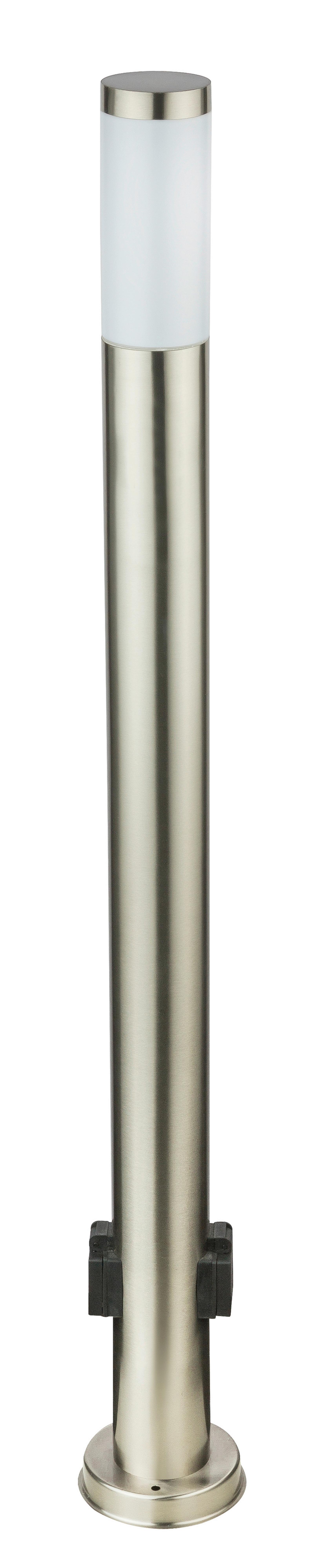 Außenleuchte Boston max. 23 Watt - Edelstahlfarben/Opal, Design, Kunststoff/Metall (13,1/110cm) - Globo
