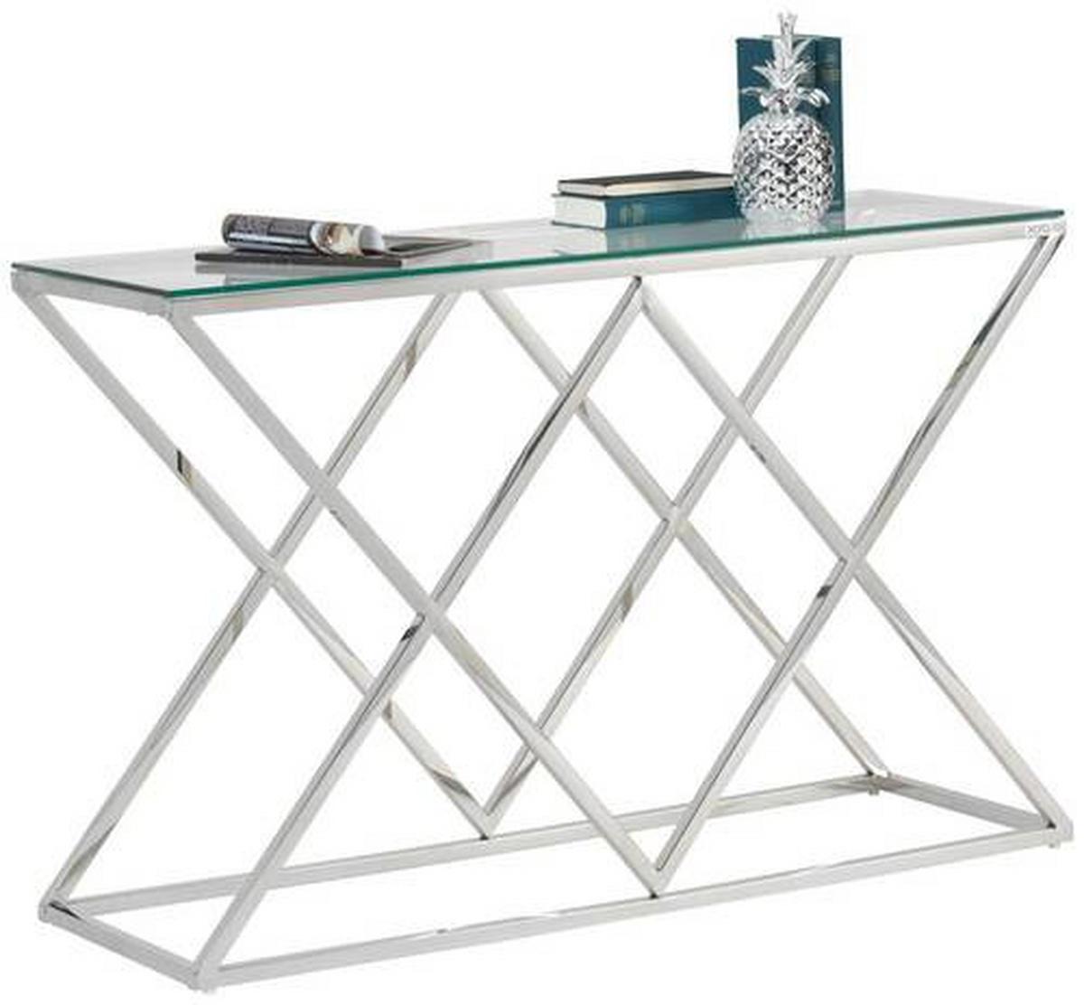 STÓŁ KONSOLA NADINE - kolor chromowy, Design, metal/szkło (120/40/78cm) - Xora