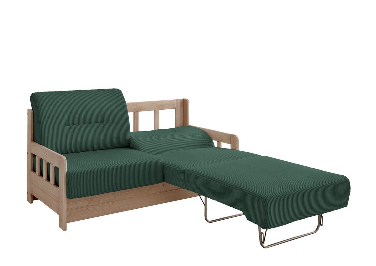 Schlafsofa Camino Holzkorpus Natur/Dunkelgrün - Dunkelgrün/Naturfarben, MODERN, Holz/Textil (154/88/90cm) - Livetastic