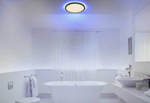 LED-Deckenleuchte Sapana Schwarz max. 18 Watt - Opal/Schwarz, Design, Kunststoff (29,4/2,5cm) - Globo