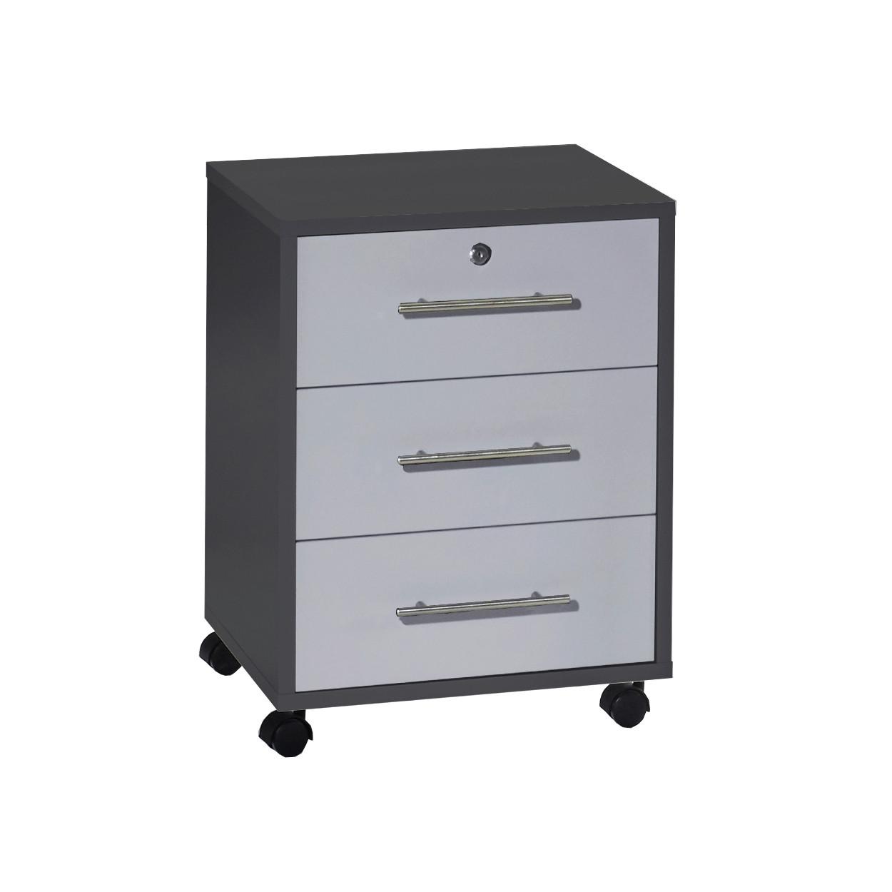ROLLCONTAINER OFFICE EDITION - Anthrazit/Silberfarben, LIFESTYLE, Holzwerkstoff/Metall (44/58/40cm) - MID.YOU