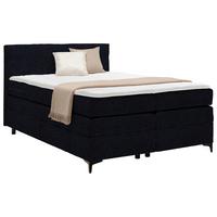 Boxspringbett Bari in Schwarz ca. 140x200cm - Schwarz, KONVENTIONELL, Textil/Metall (140/200cm) - Mömax