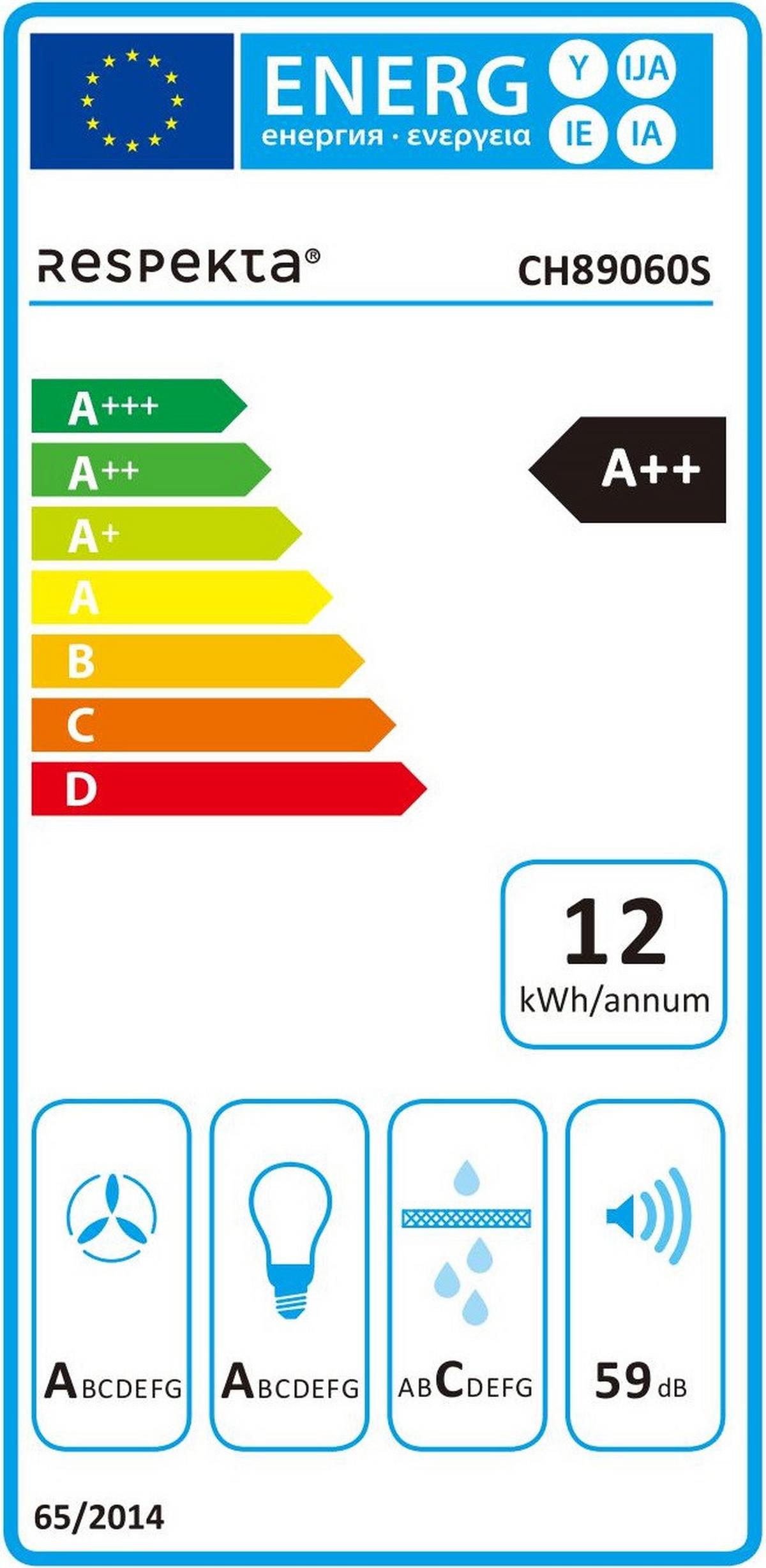DUNSTABZUGSHAUBE RESPEKTA SKALA 60 CM - Schwarz, Trend, Glas/Metall (59,5/74,2-109,2/38,5cm) - Respekta