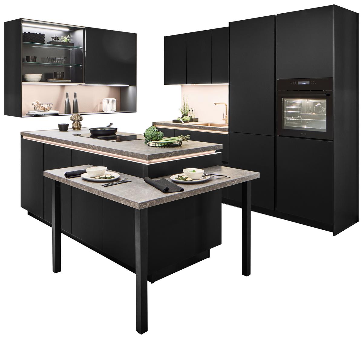 Einbauküche Senso Schwarz - Schwarz, MODERN, Holzwerkstoff (260,5/249cm) - Nobilia