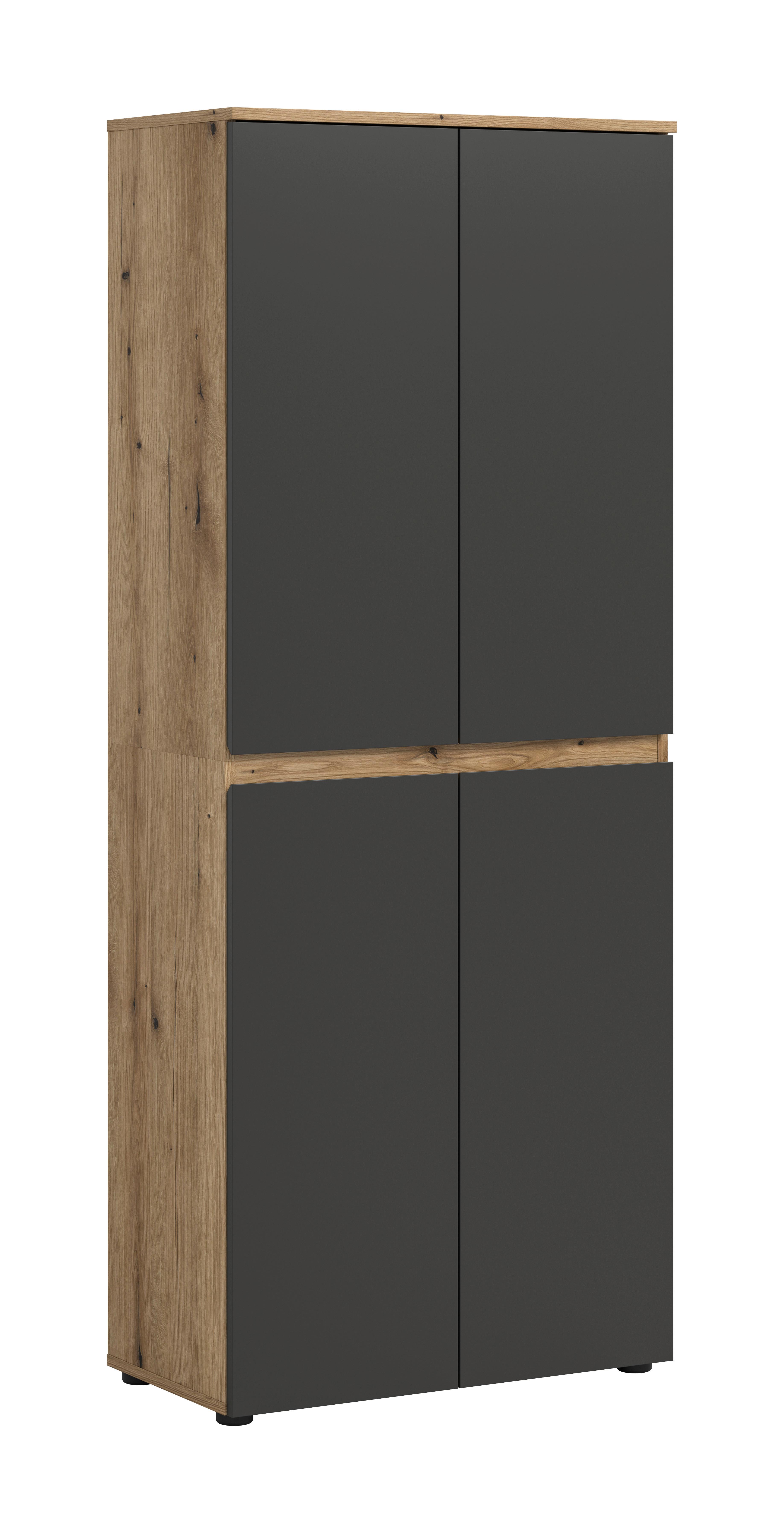 Garderobenschrank Scarpa Anthrazit/Eiche - Eichefarben/Anthrazit, Design, Holzwerkstoff/Kunststoff (70/175/37cm) - Livetastic