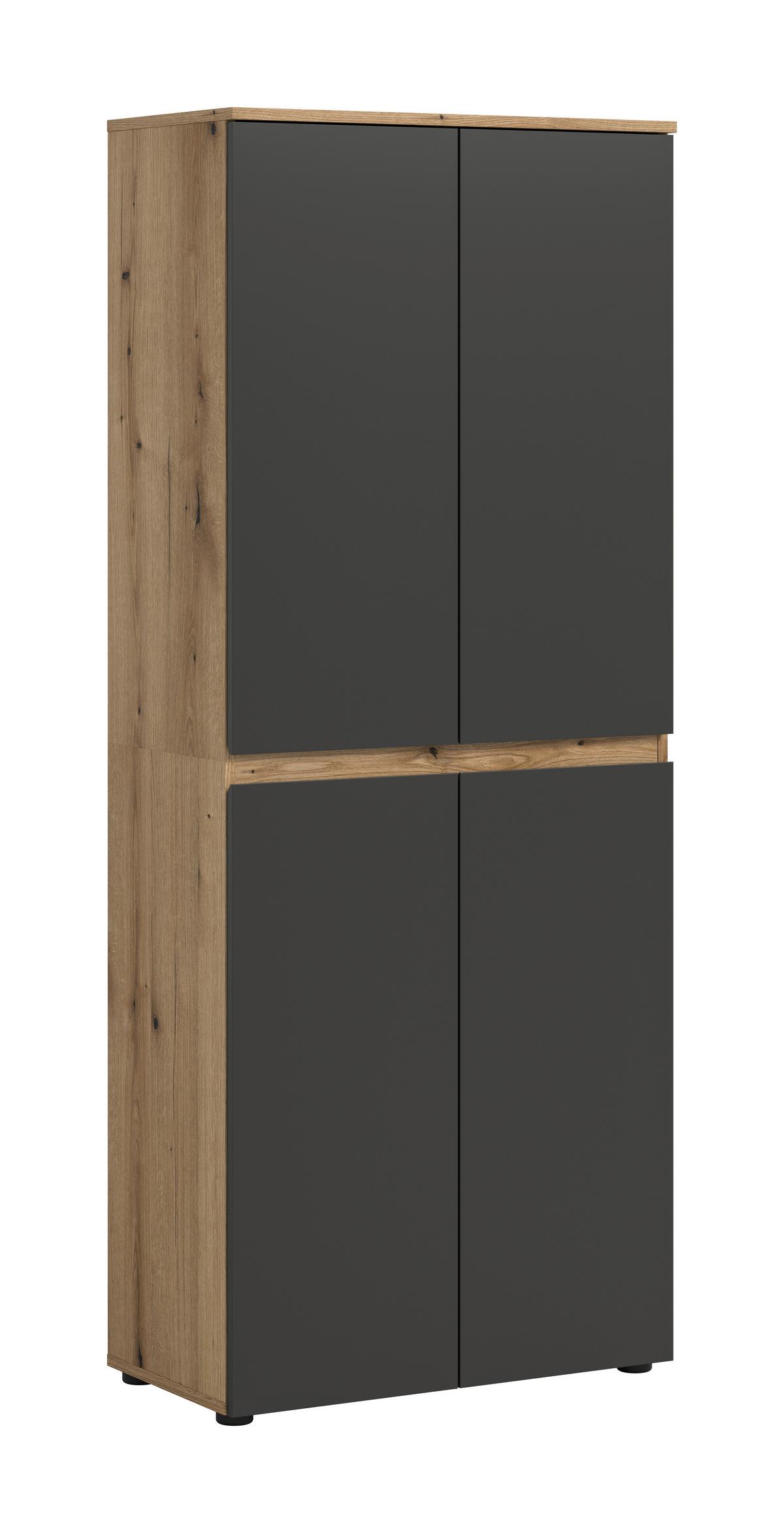 Garderobenschrank Scarpa Anthrazit/Eiche - Eichefarben/Anthrazit, Design, Holzwerkstoff/Kunststoff (70/175/37cm) - Livetastic