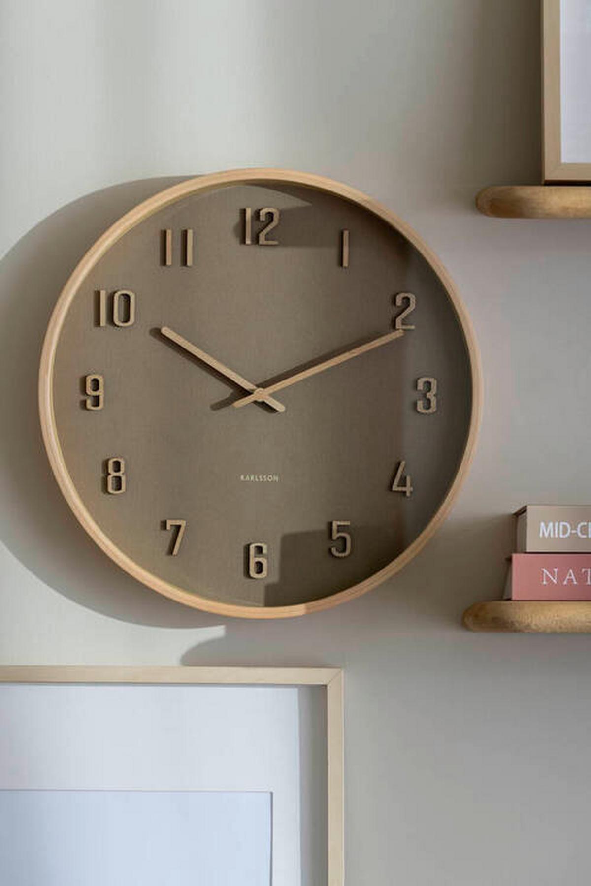 ZEGAR ŚCIENNY NERVADURA SMALL - jasnobrązowy, Basics, materiał drewnopochodny (22cm) - Karlsson