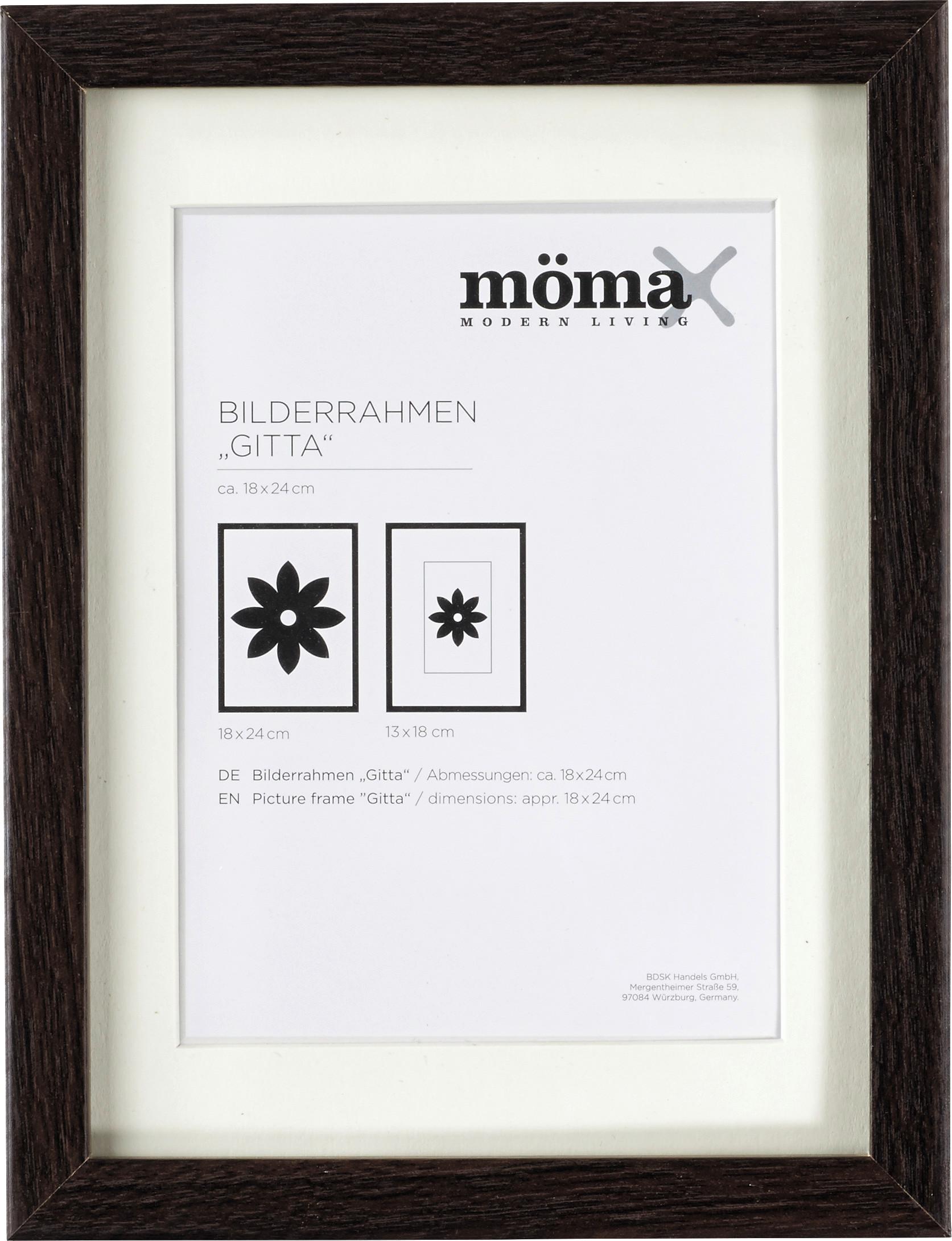 Bilderrahmen Gitta aus Holz ca. 18x24cm - Wengefarben, MODERN, Glas/Holzwerkstoff (18/24cm) - Modern Living