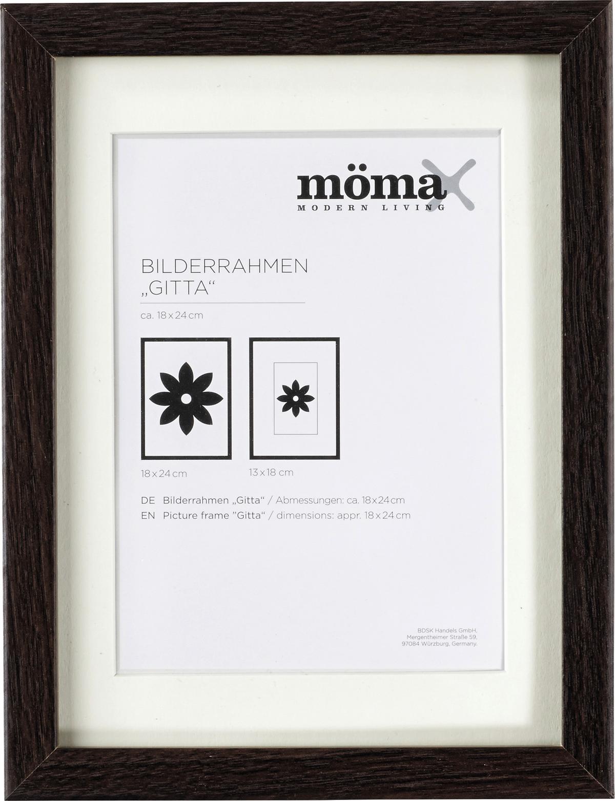 Bilderrahmen Gitta aus Holz ca. 18x24cm - Wengefarben, MODERN, Glas/Holzwerkstoff (18/24cm) - Modern Living