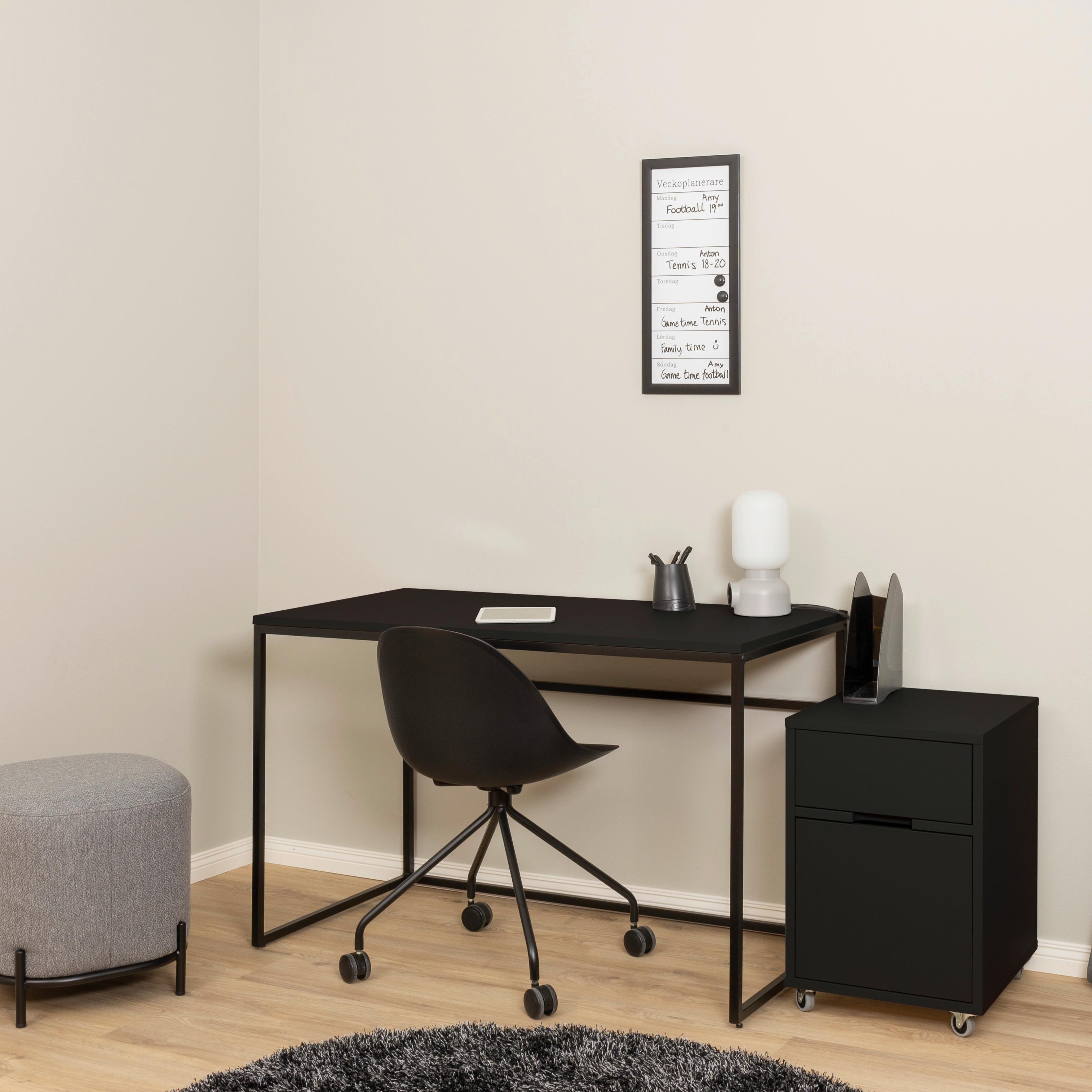 BIURKO LIPP - czarny, Design, materiał drewnopochodny/metal (118/60/75cm)