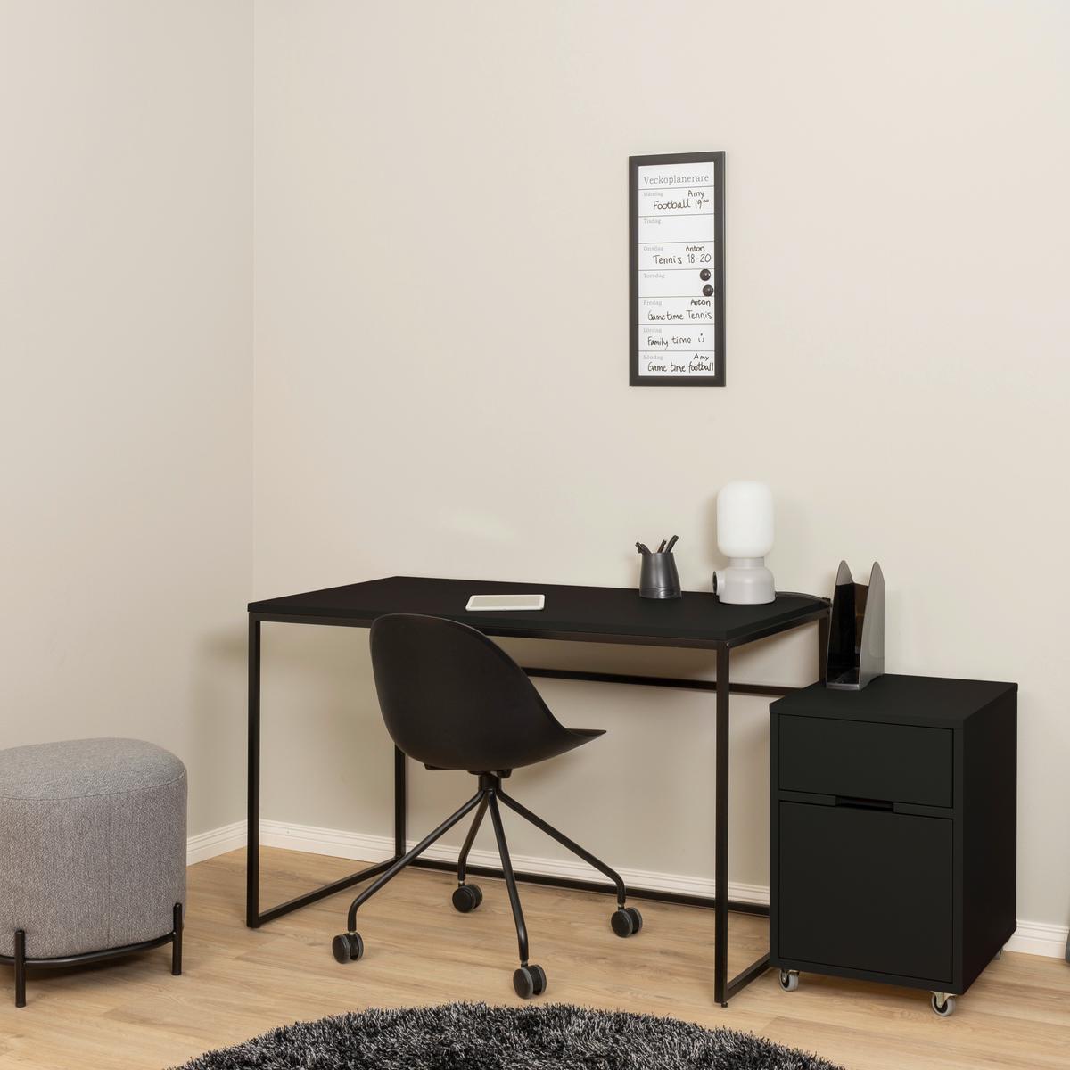 BIURKO LIPP - czarny, Design, materiał drewnopochodny/metal (118/60/75cm)