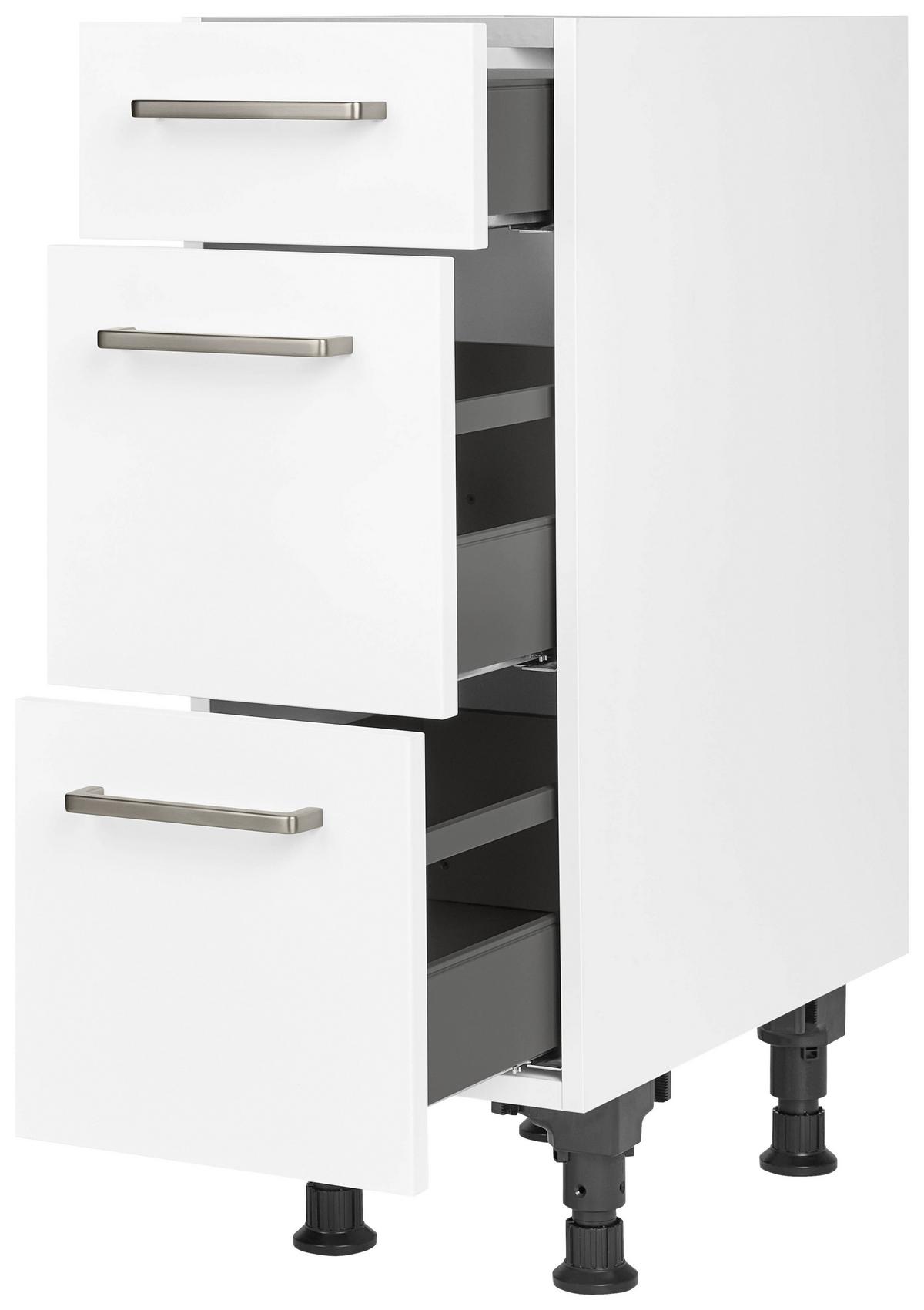 Schubkastenunterschrank Touch Weiß - Edelstahlfarben/Weiß, MODERN, Holzwerkstoff/Metall (30/87/56cm) - Nobilia