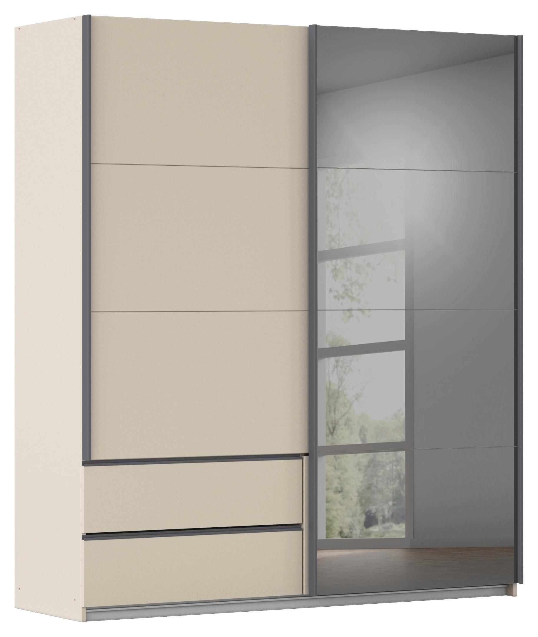 Schwebetürenschrank Elara Grau/Champagnerfarben - Champagner/Weiß, KONVENTIONELL, Holzwerkstoff (181/210/62cm) - Premium Living