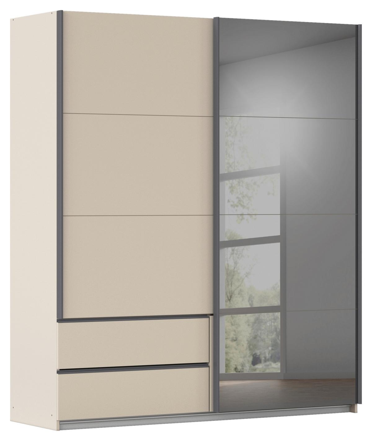 Schwebetürenschrank Elara Grau/Champagnerfarben - Champagner/Weiß, KONVENTIONELL, Holzwerkstoff (181/210/62cm) - Premium Living